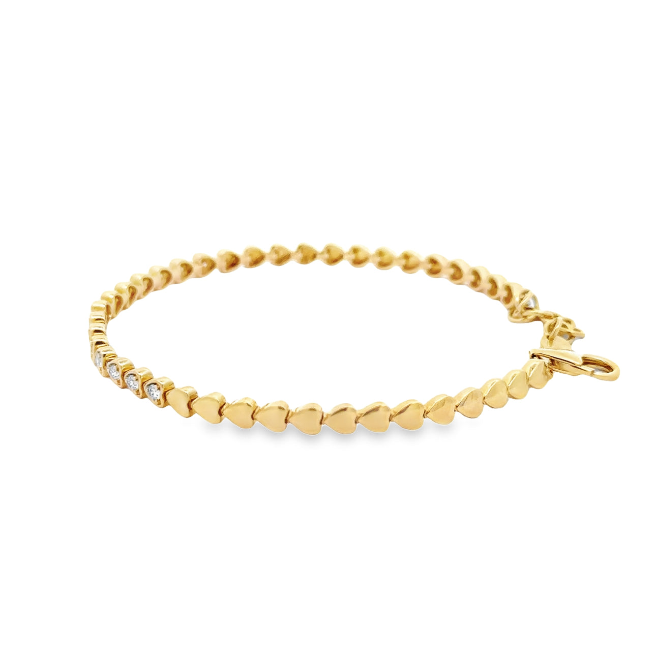 WD1280 14kt Gold Heart and Diamond Bracelet