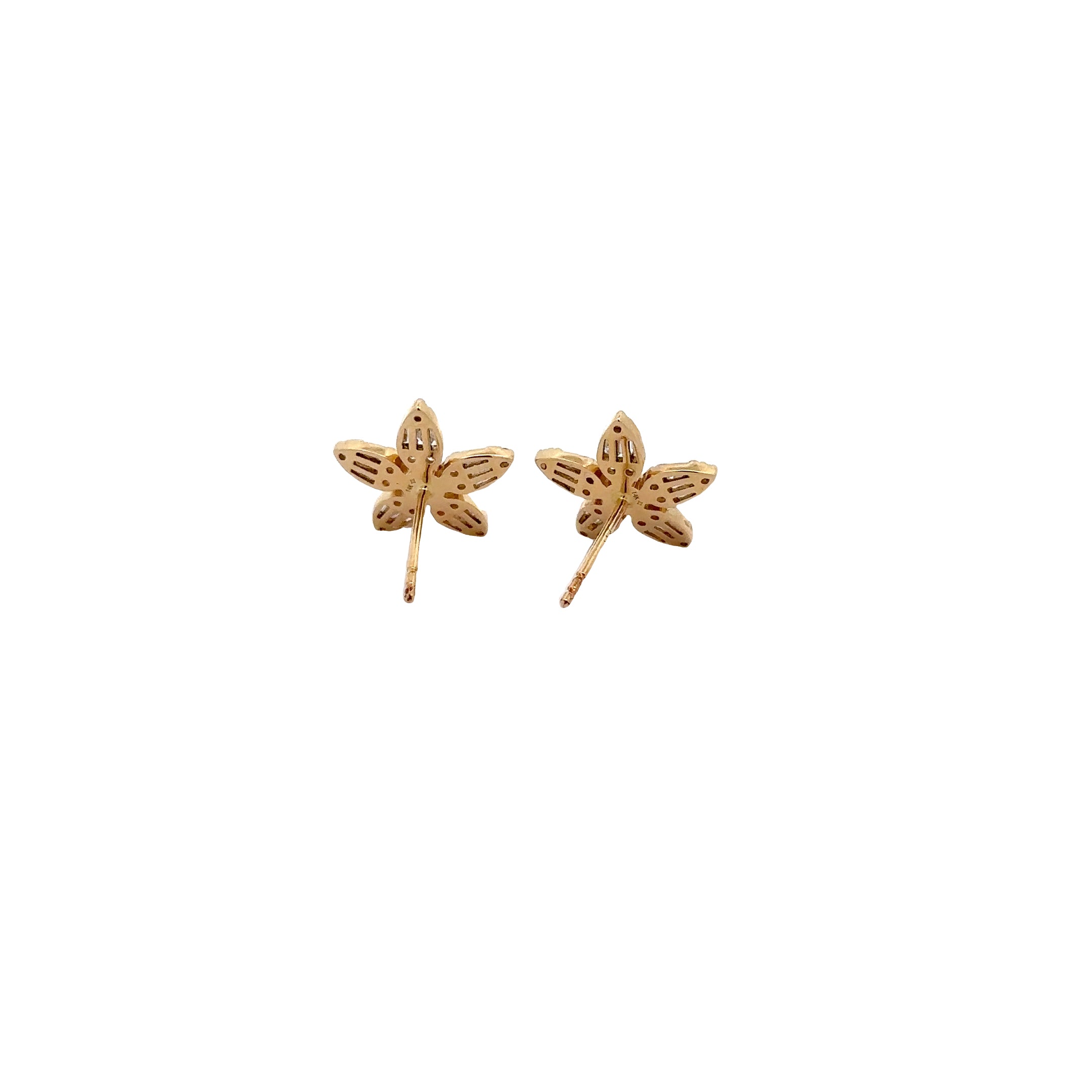 WD1298 14kt Gold 5 Petal Diamond Earrings