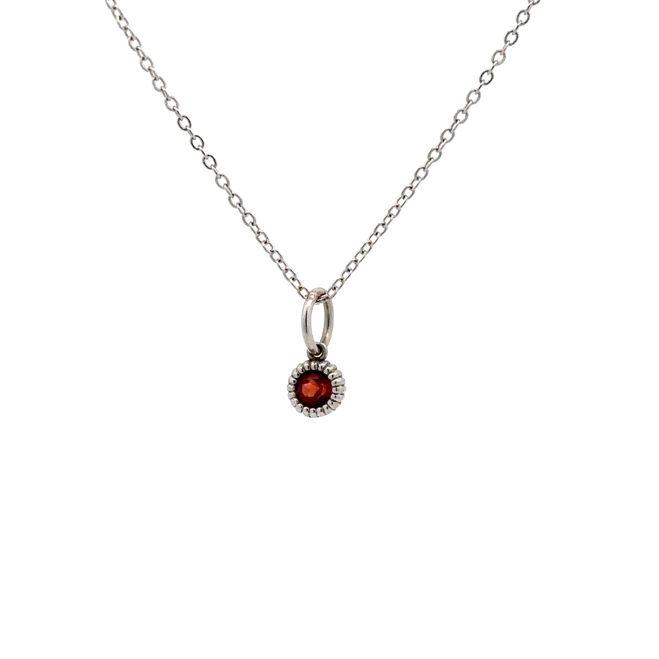 WD136 Garnet January Birthstone - 14kt Garnet Pebble Charm