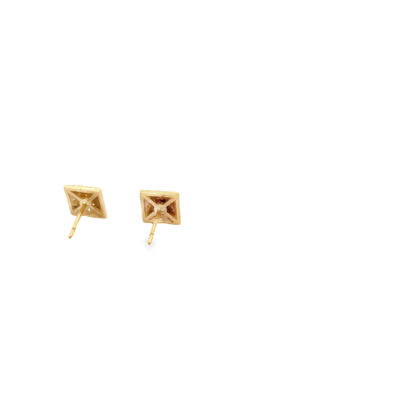 WD1312 14kt Gold Pave Square Stud earrings