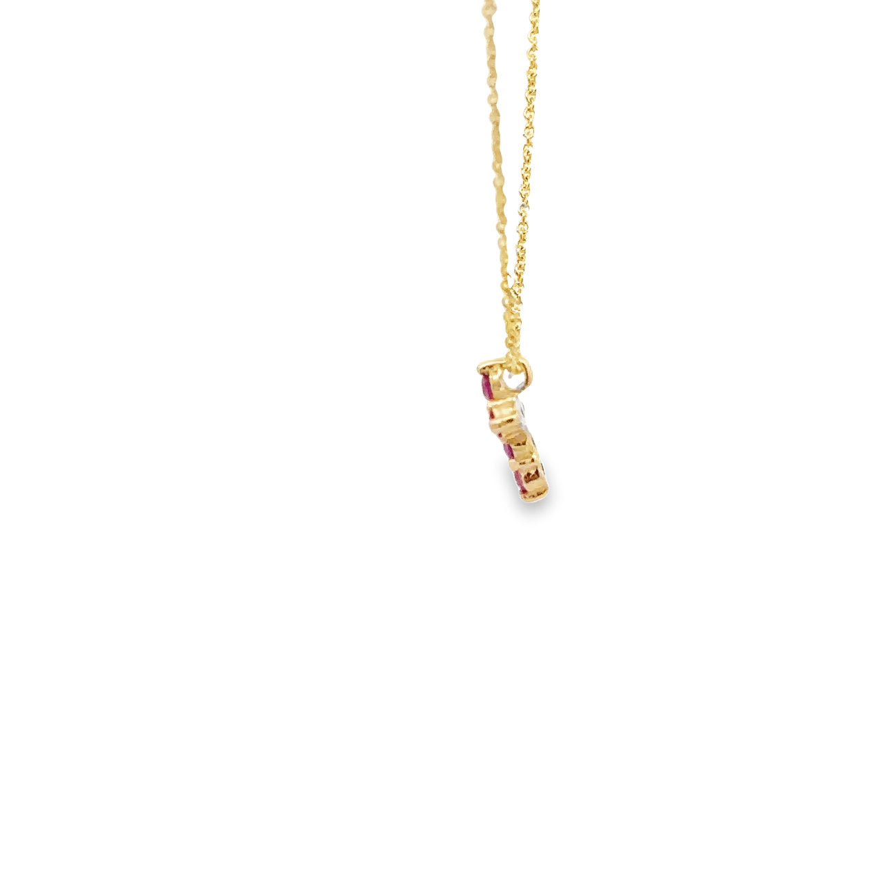 WD1318 14kt Gold Pink Sapphire Cross Necklace