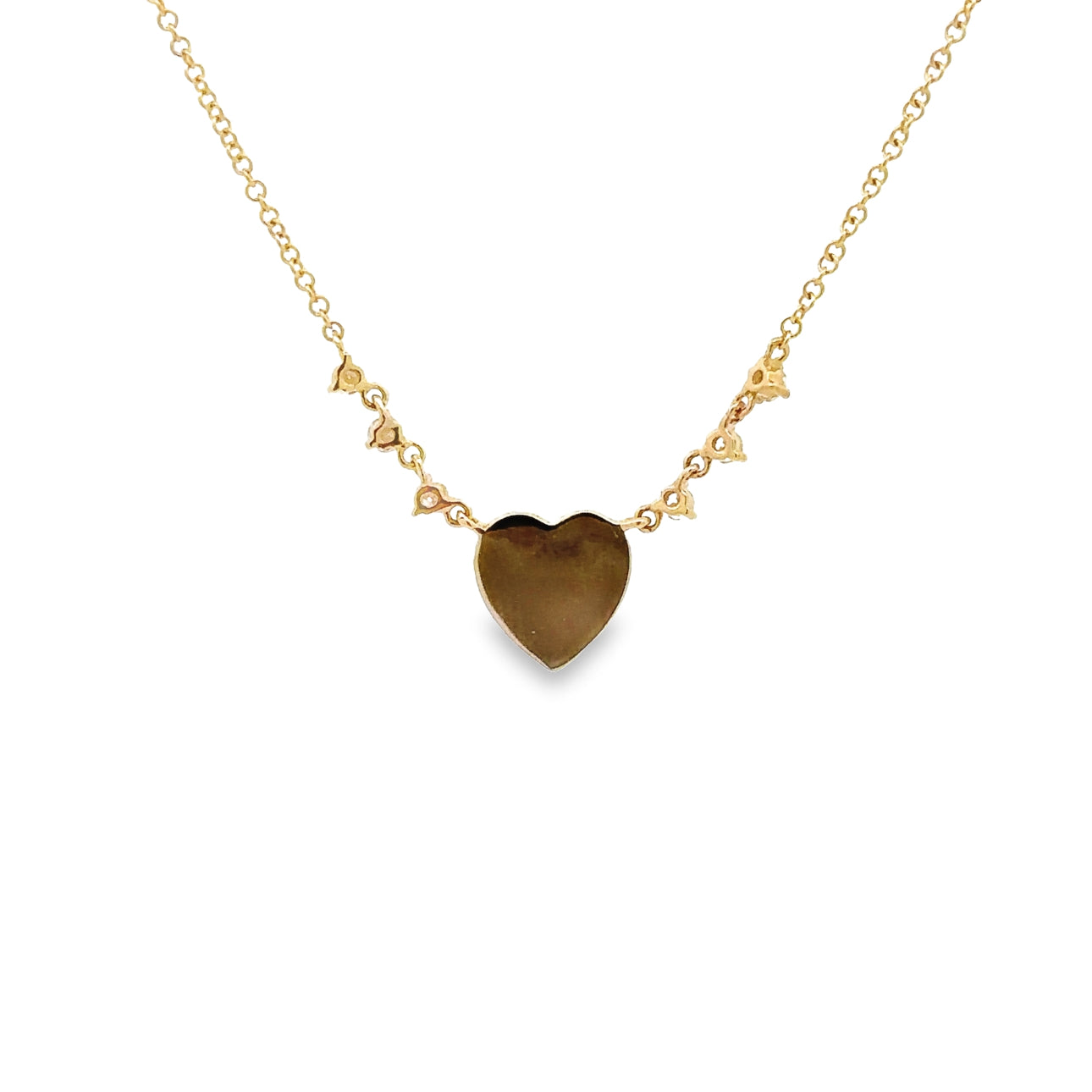 WD1323 14kt Gold Opal Heart with Diamond Halo and Diamond Detail Chain Necklace