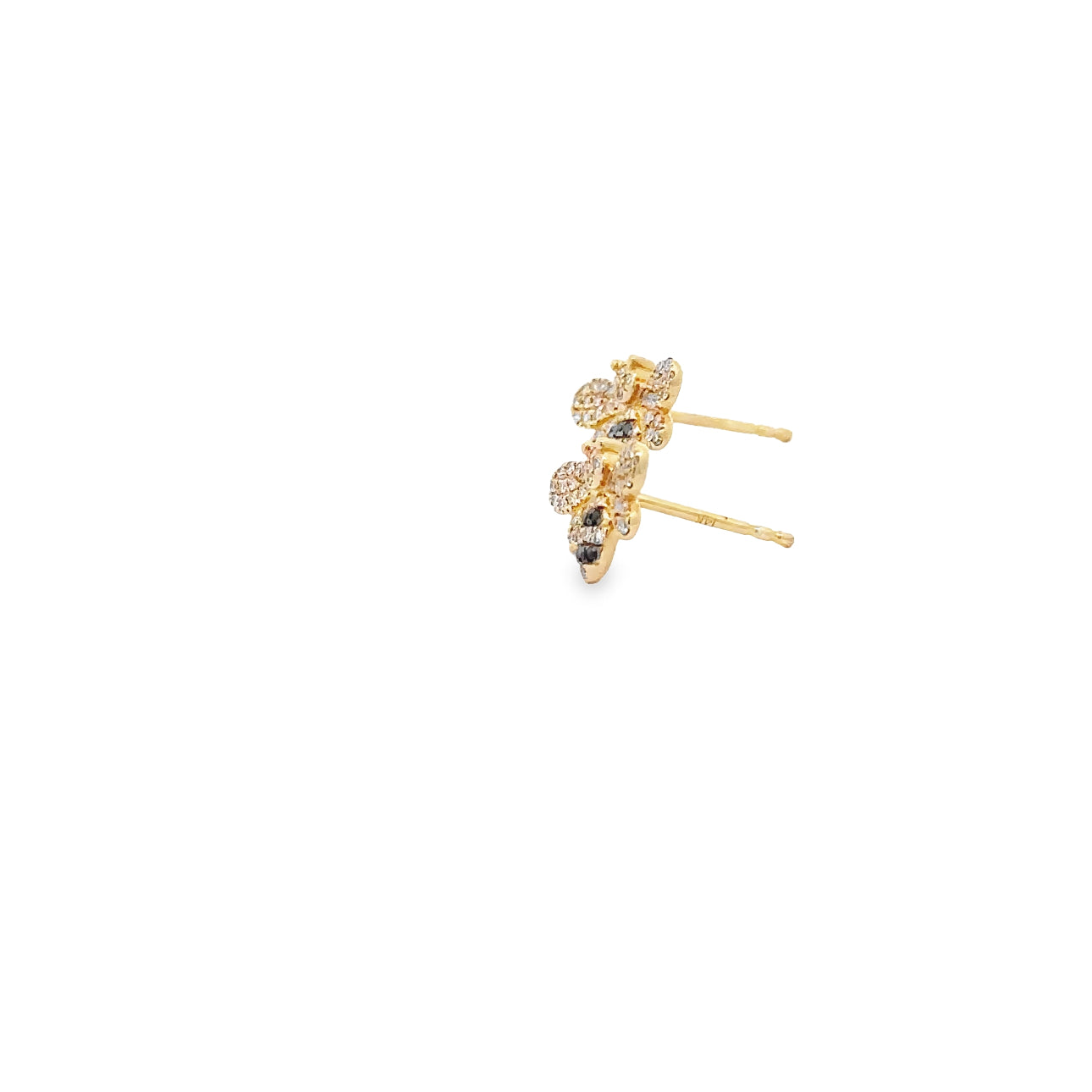 WD1327 14kt Gold Black and White Diamond Bee Studs