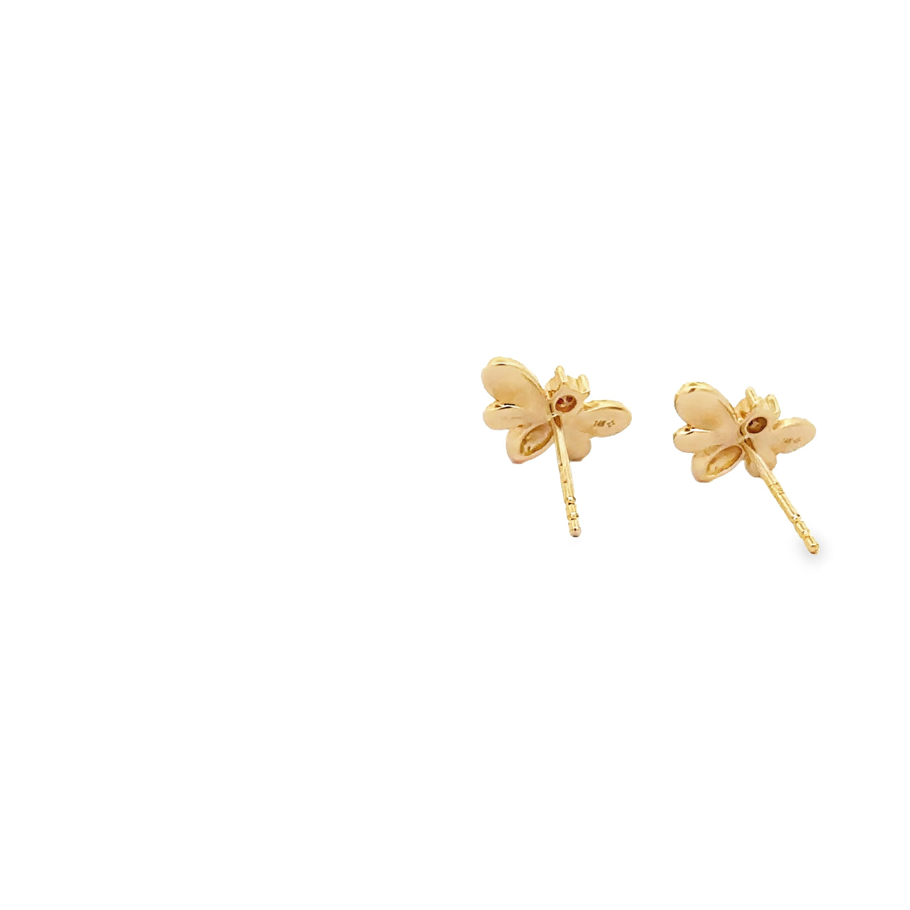 WD1327 14kt Gold Black and White Diamond Bee Studs