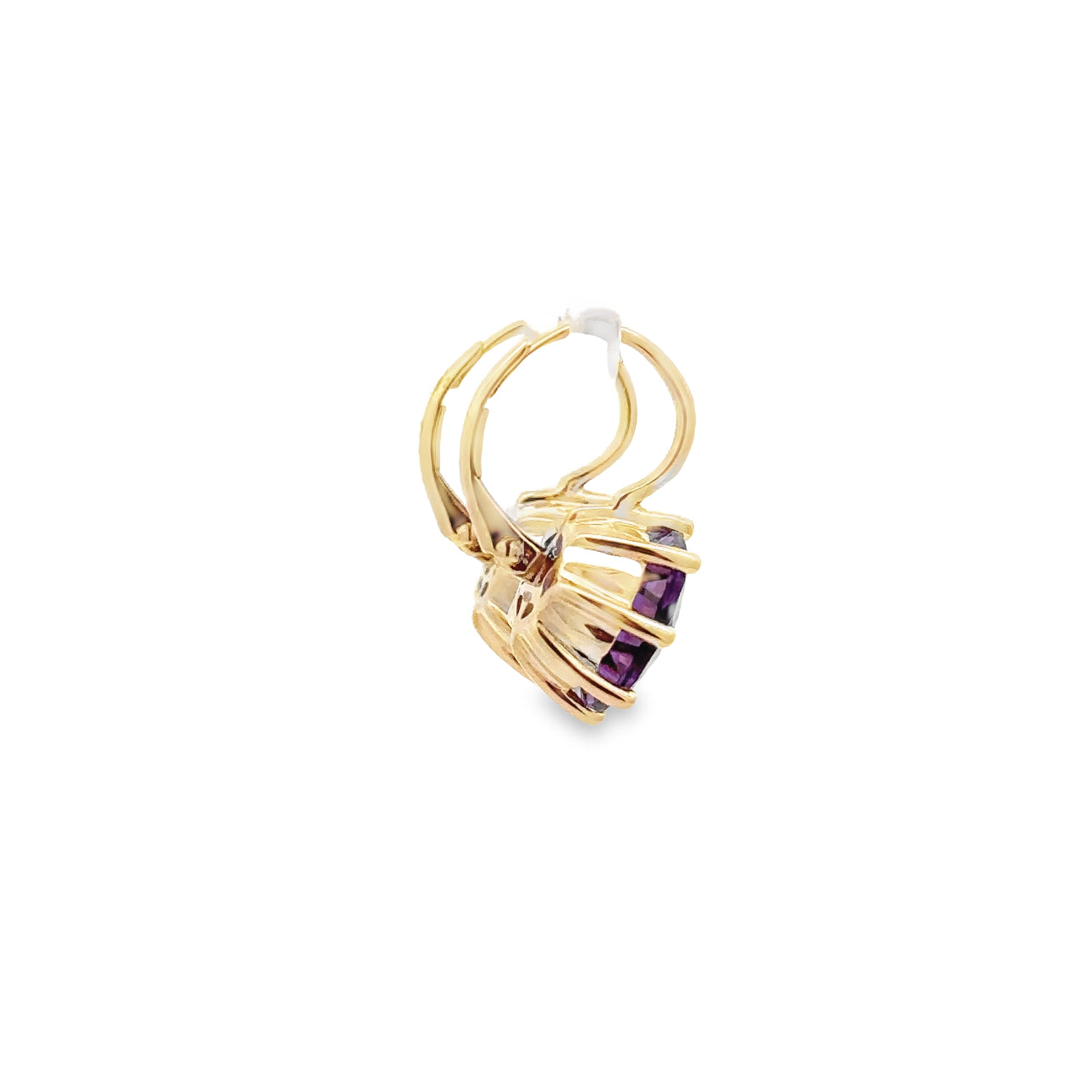 WD1338 14kt Gold Round Cut Purple Amethyst Earring