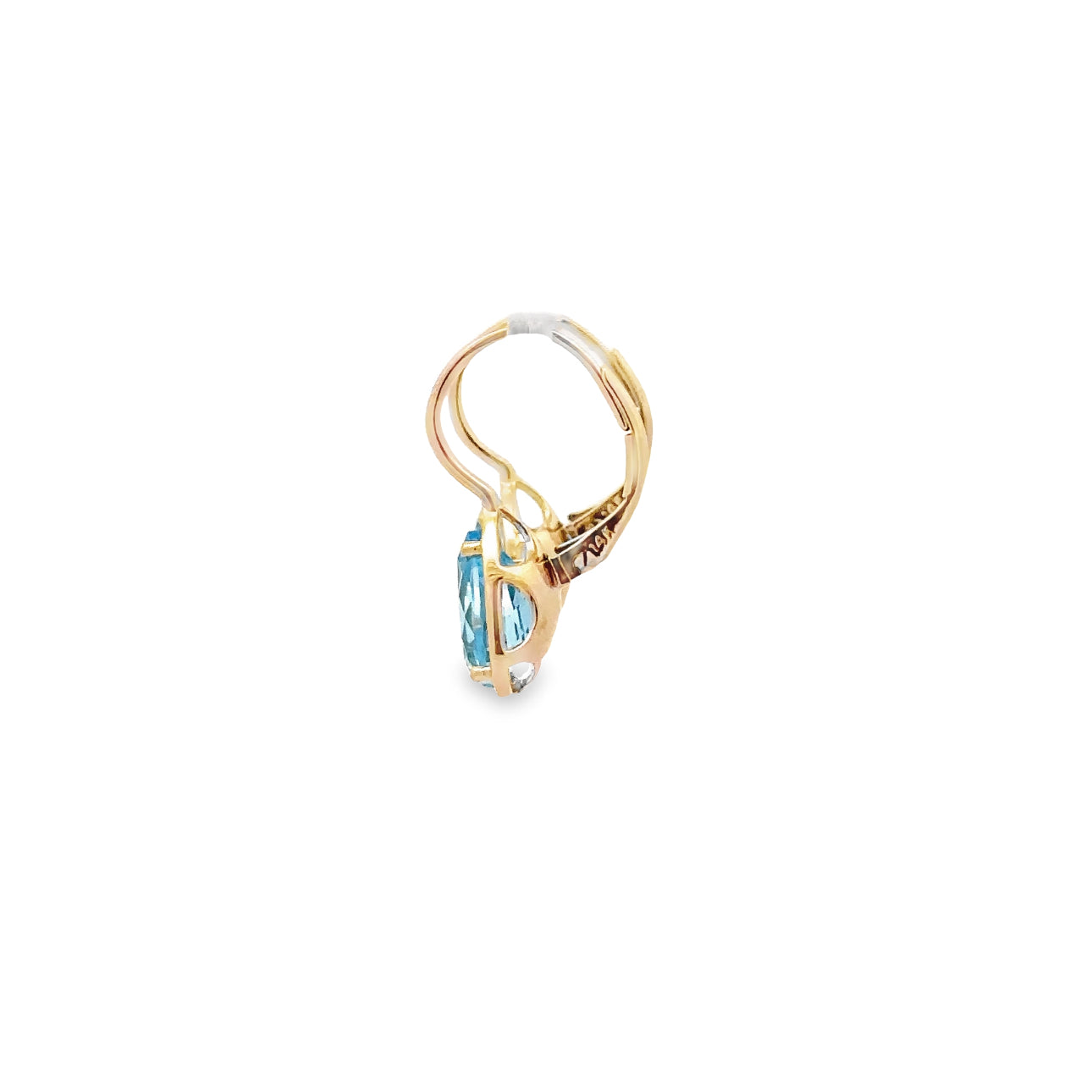 WD1340 14kt Gold Pear Shaped Blue Topaz Earring