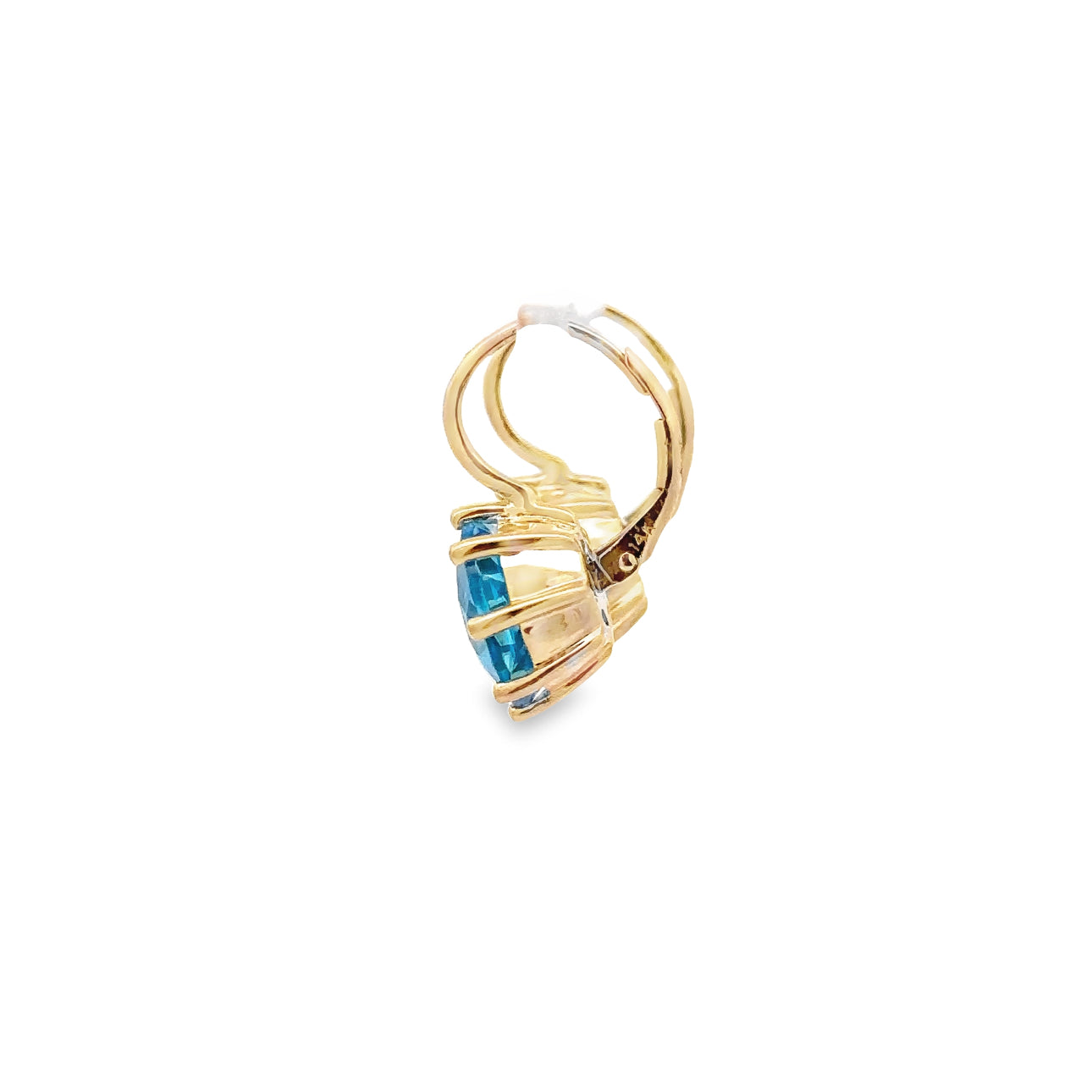 WD1341 14KT GOLD ROUND CUT Blue TOPAZ EARRING