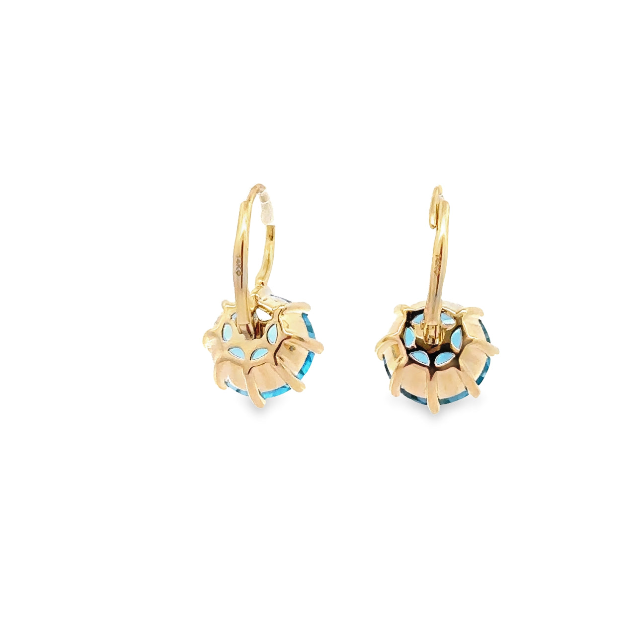 WD1341 14KT GOLD ROUND CUT Blue TOPAZ EARRING