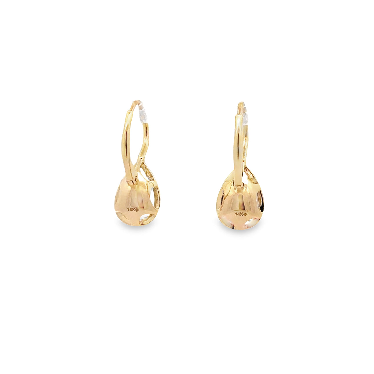 WD 1347 14KT Gold Pear Shaped White Topaz Earrings