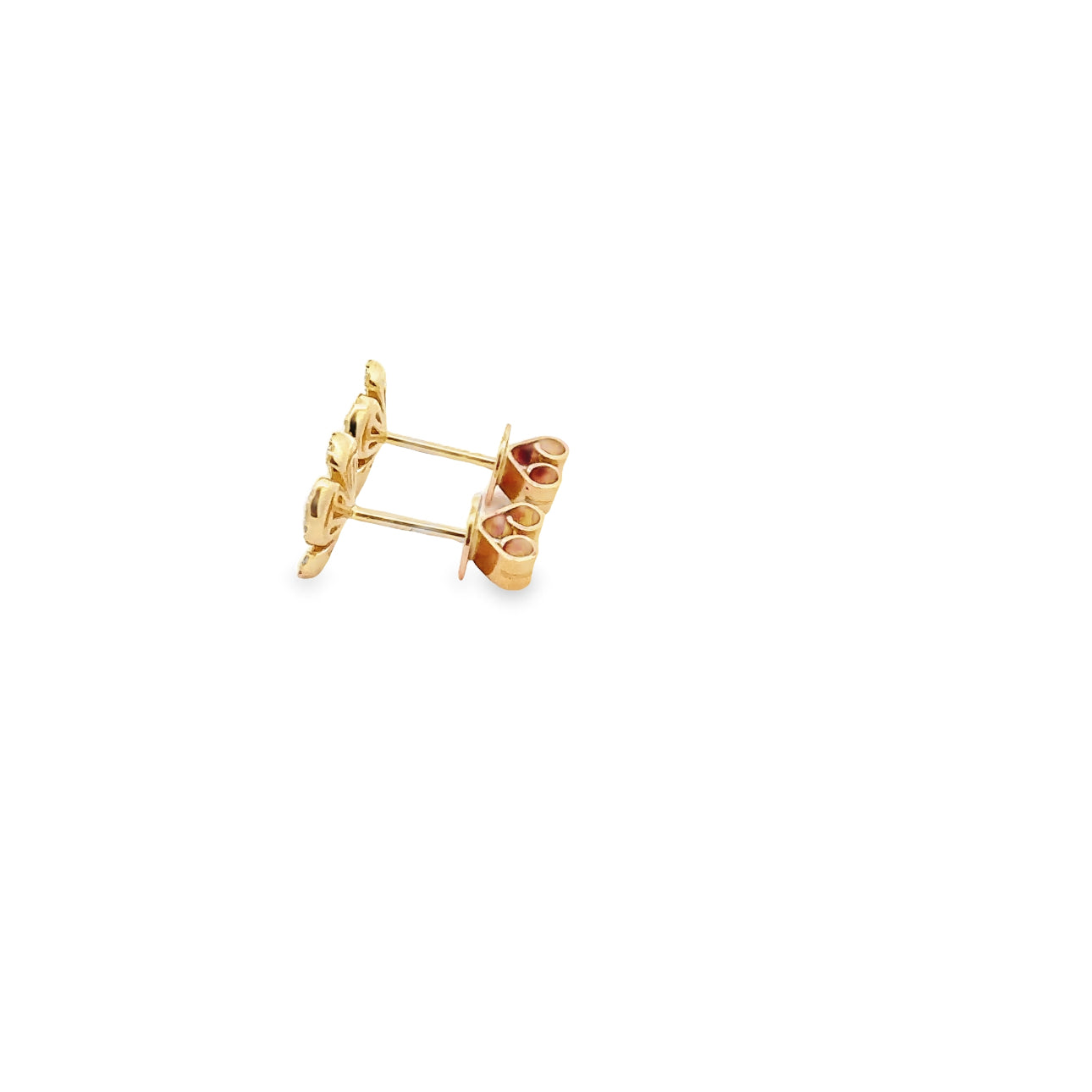 WD902 14kt gold .40ct Baguette flower studs