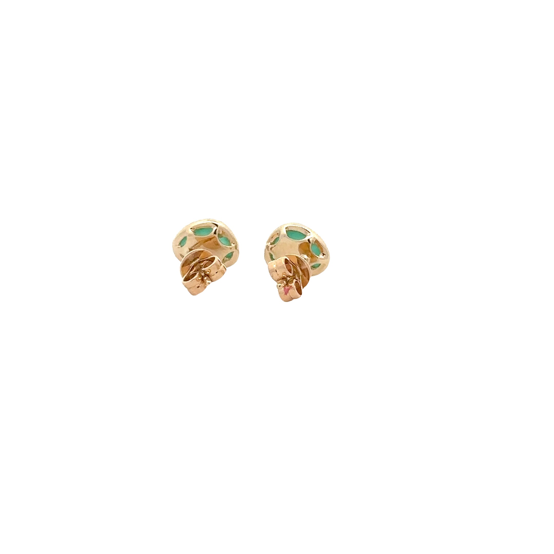 WD1353 14KT Gold Organic Shaped Emerald with Diamond Halo Stud Earrings