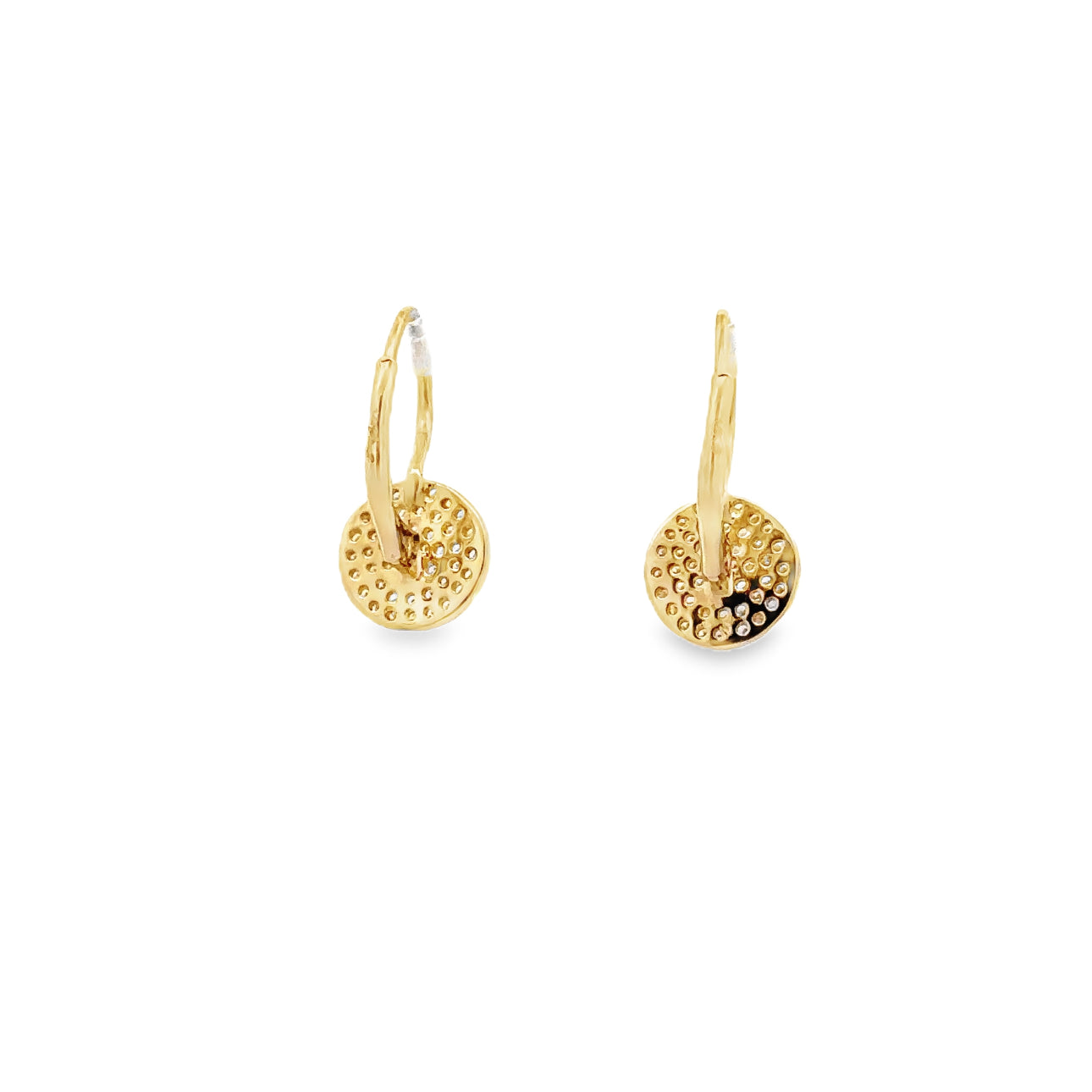 WD1633 14KT Gold Pave Diamond Drop Earrings