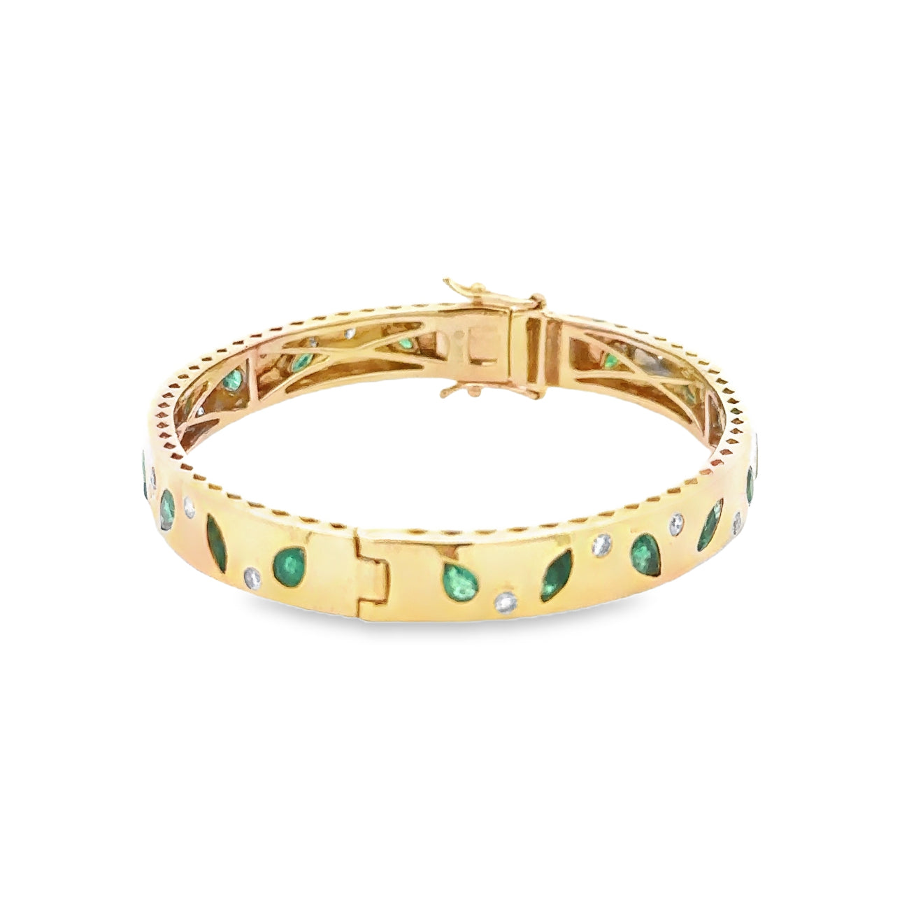 WD1638 14kt Gold Emerald and Green Diamond Bangle