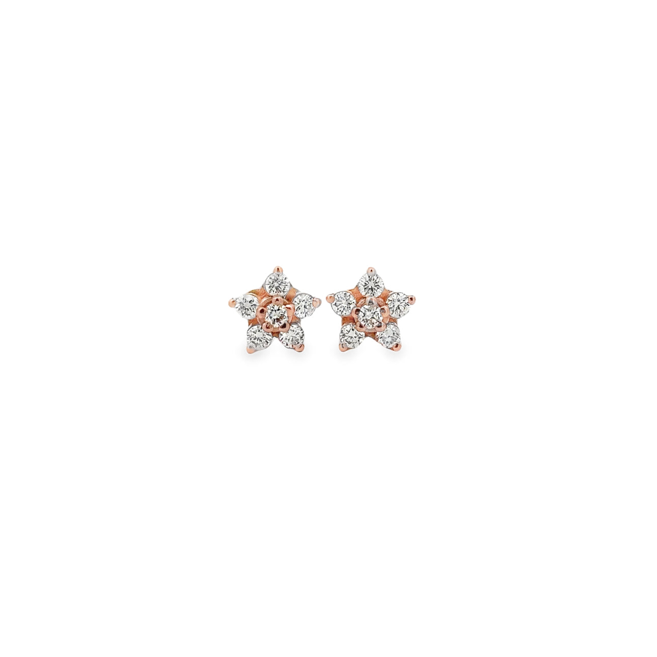 WD1639 14KT Gold Diamond Flower Stud Earrings