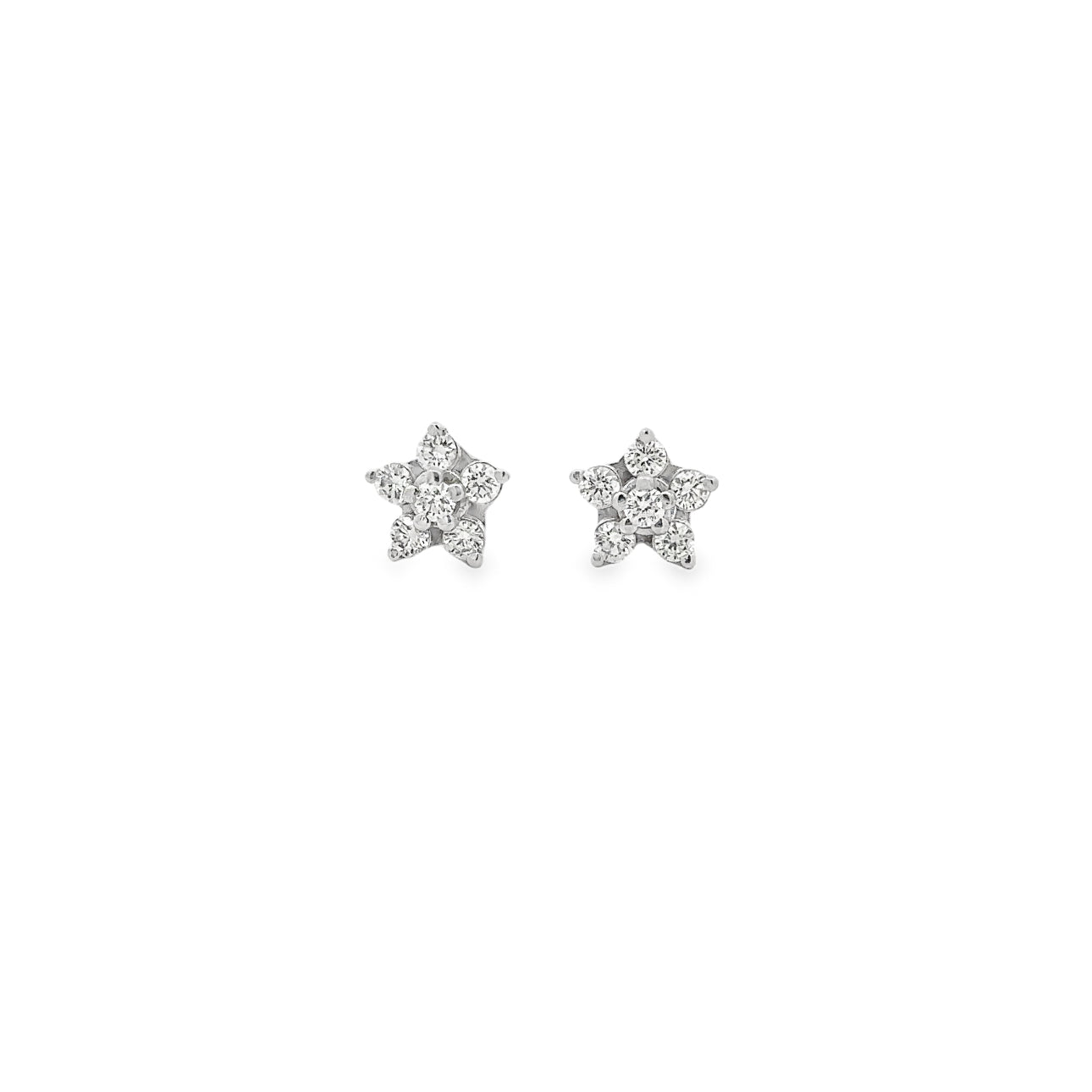 WD1639 14KT Gold Diamond Flower Stud Earrings