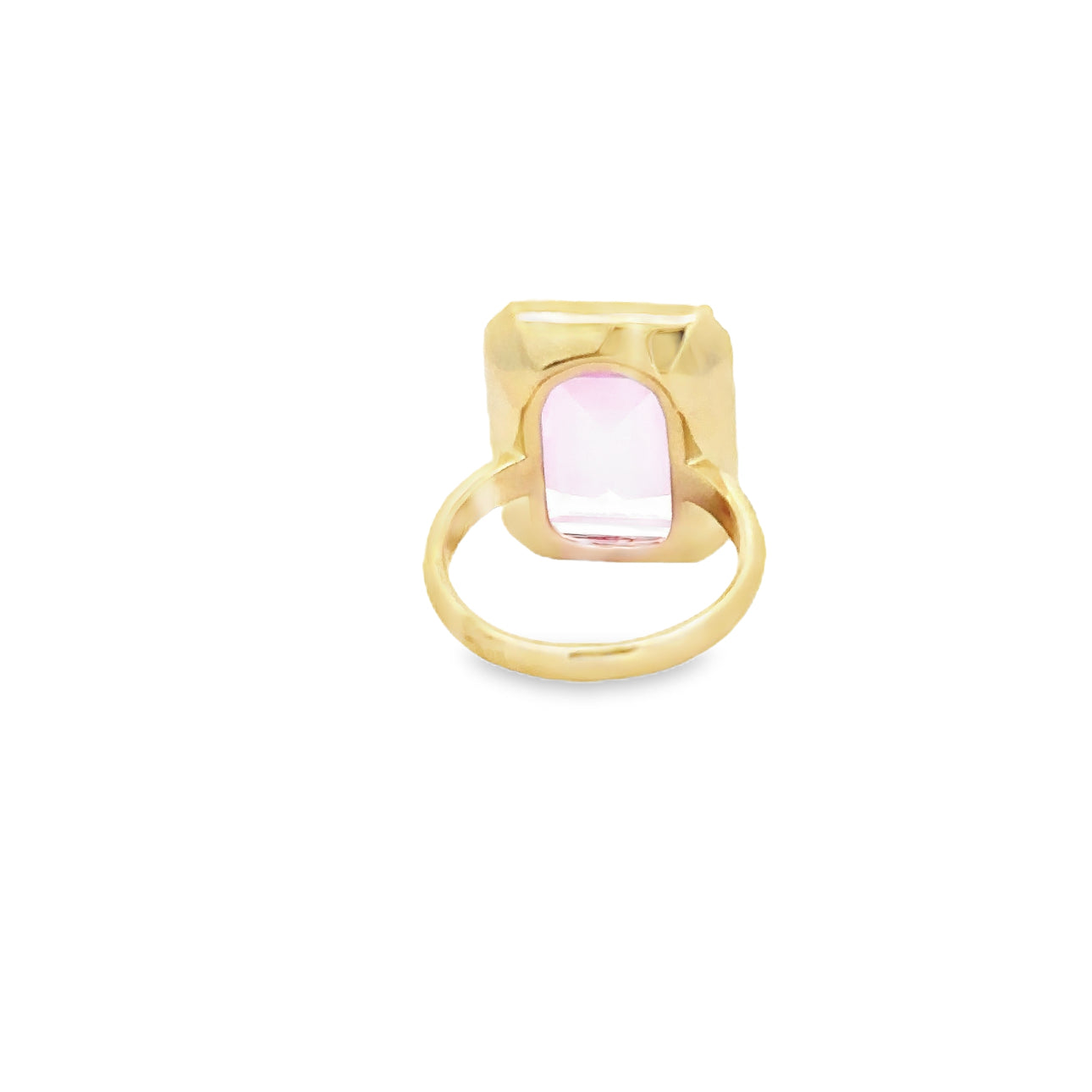 WD1349 14kt Gold Pink Zircon Ring with Diamond Detail and Halo