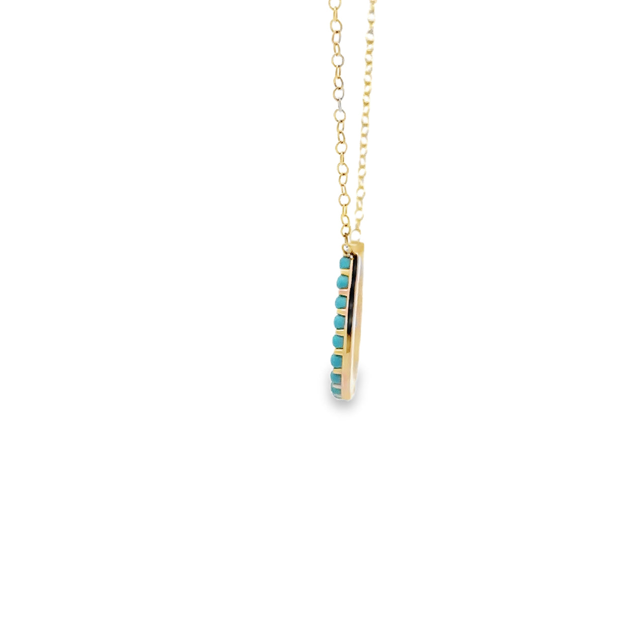 WD1671 14kt Gold Turquoise and Diamond Horseshoe