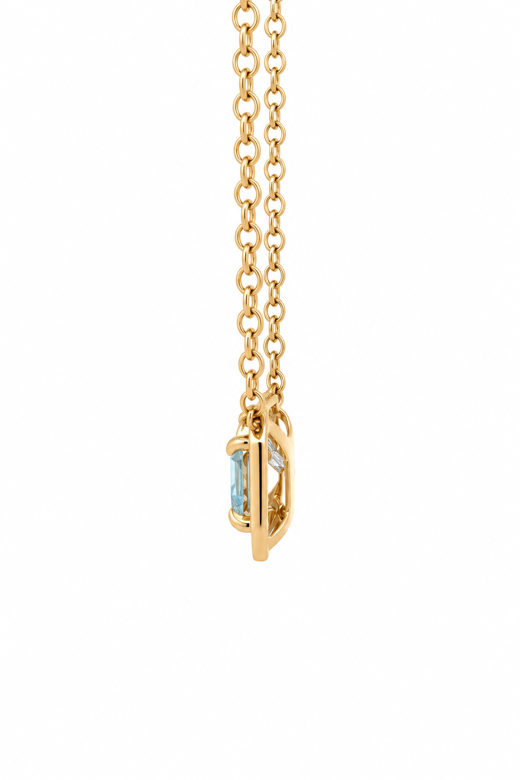 WD1974 14kt Gold Aquamarine & Diamond Necklace