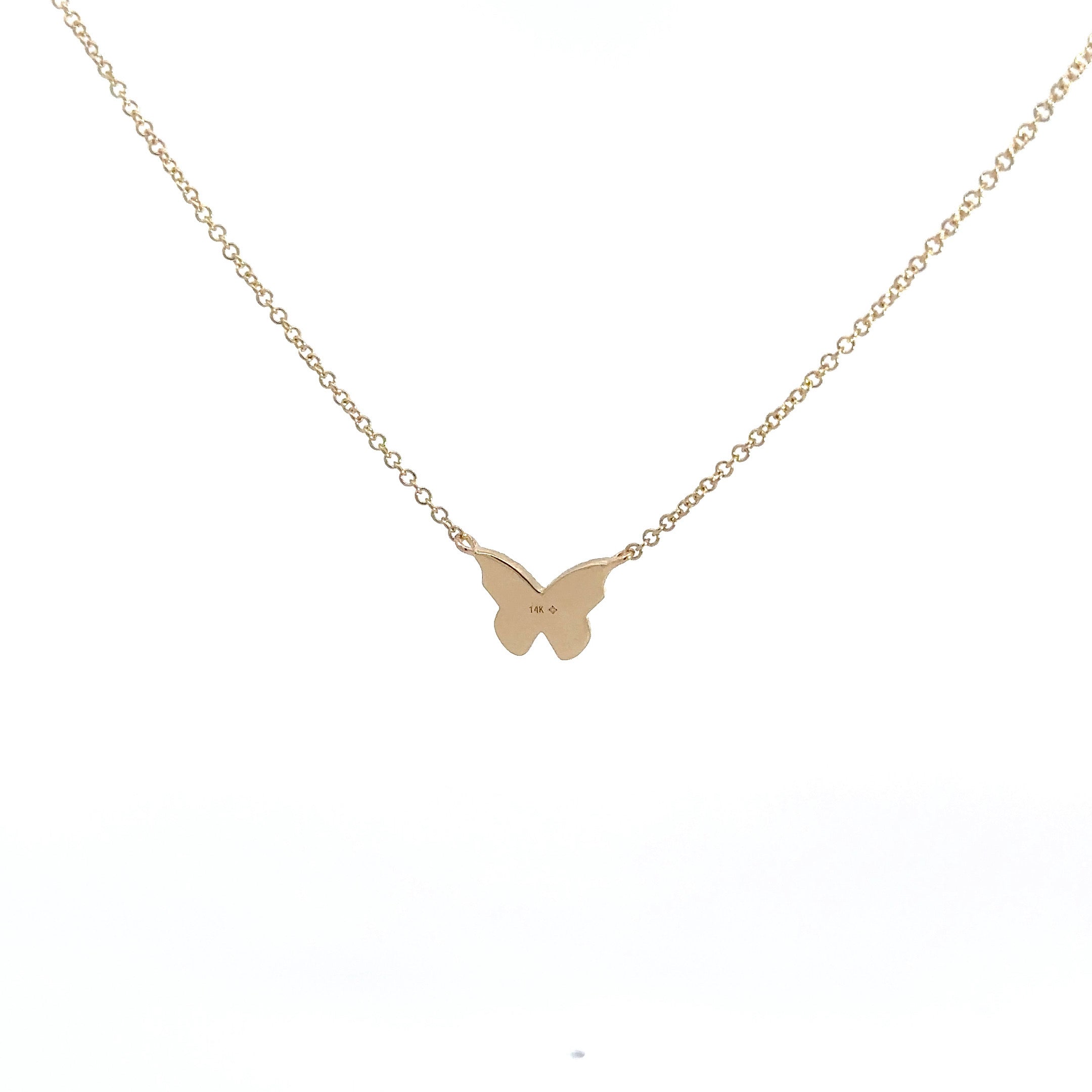 WD1101 14kt Pave diamond Butterfly Necklace