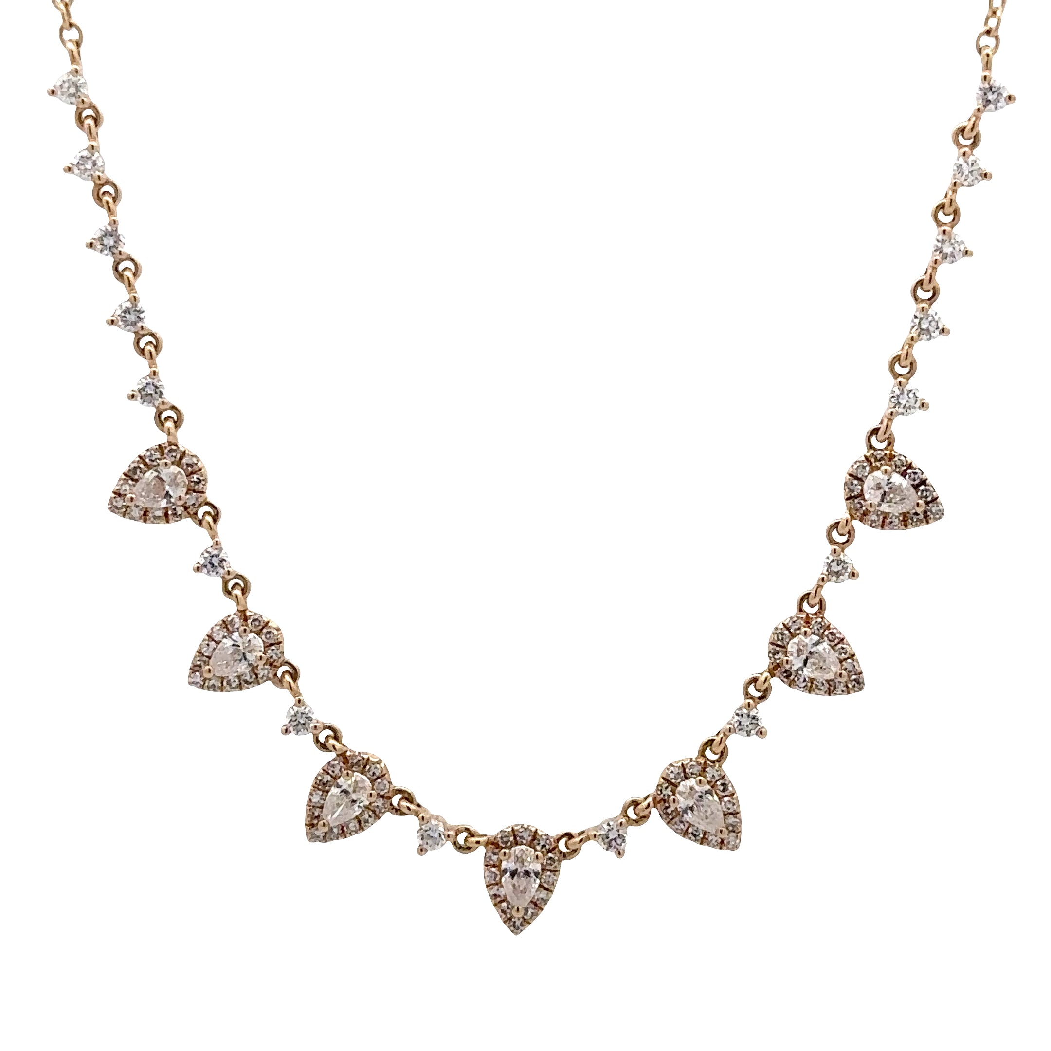 WD1849 14kt Gold multi drop diamond necklace