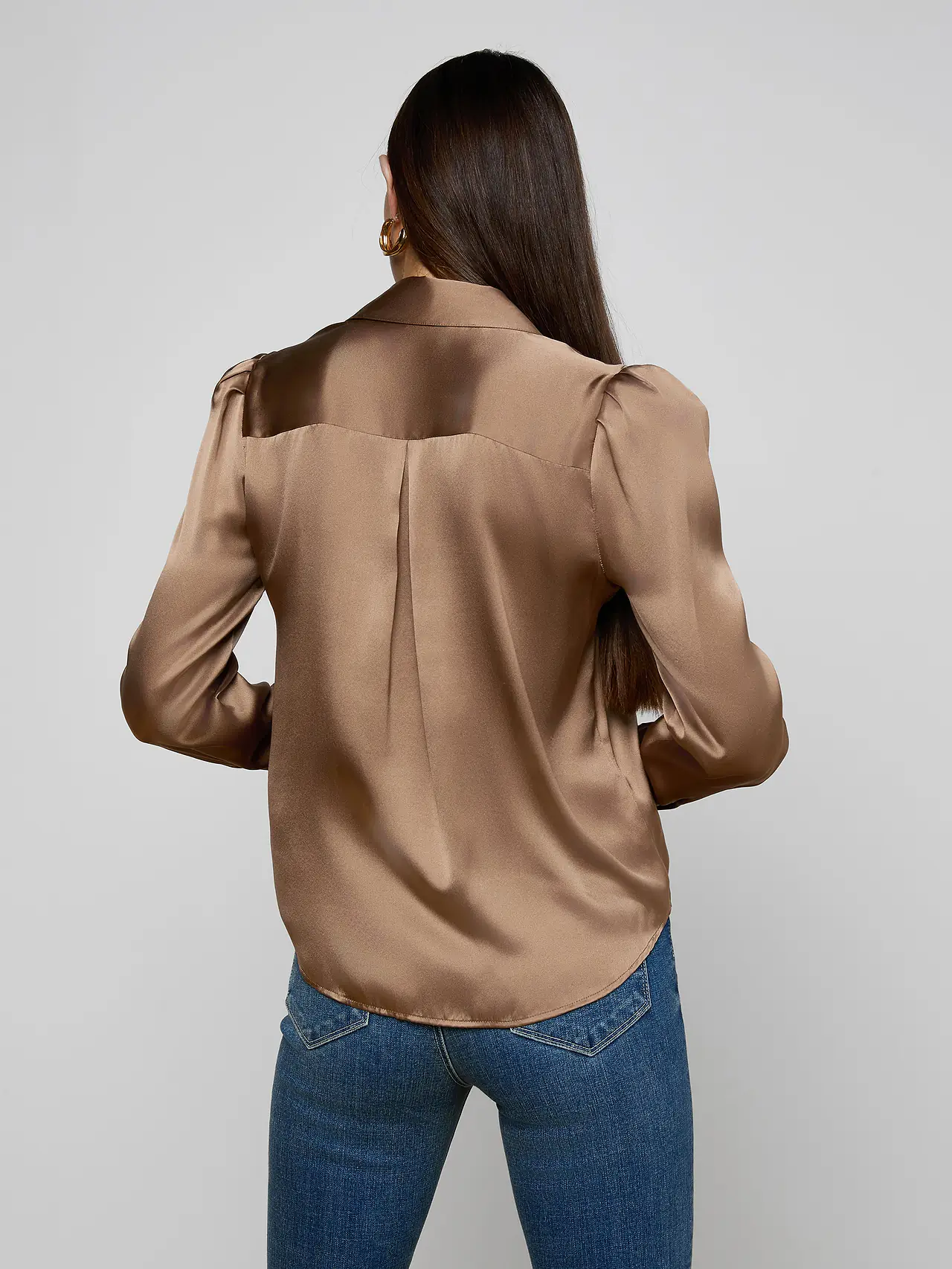 40801CLWprtb L'AGENCE Honey Silk Blouse