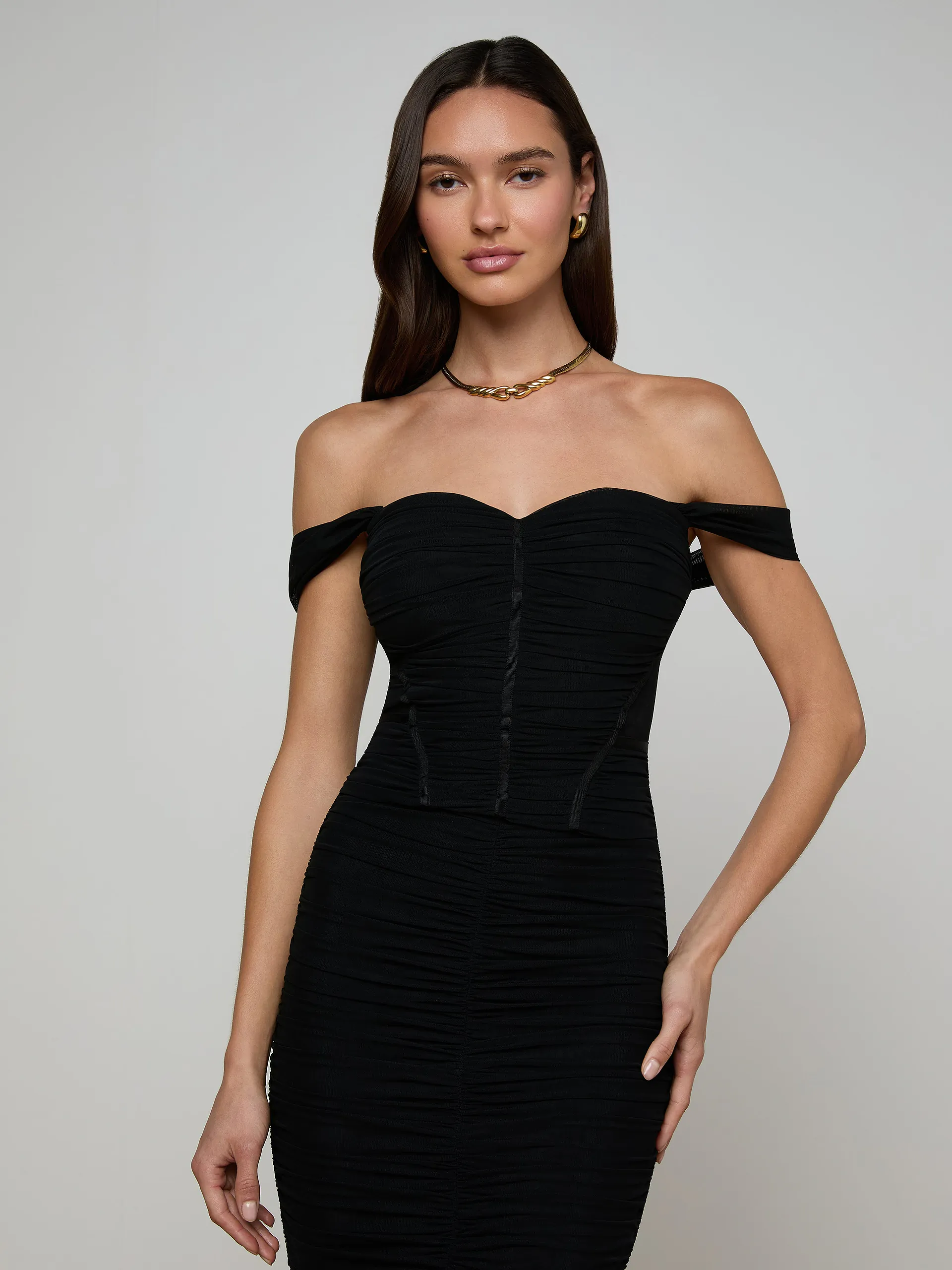 40708PRMb L'AGENCE Asuka Mesh Corset Top