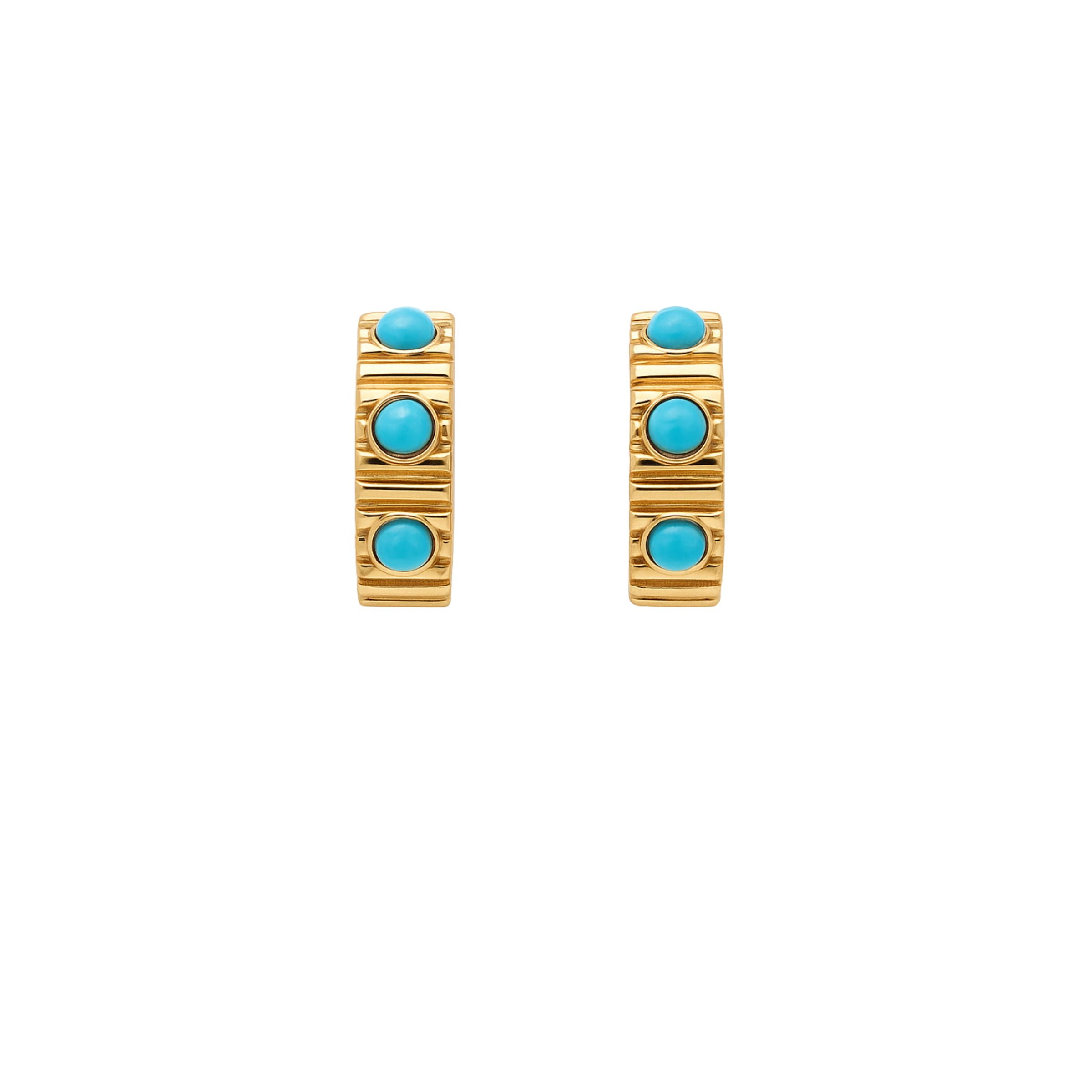 WD1781 14kt Gold  Hoop with Turquoise Detail