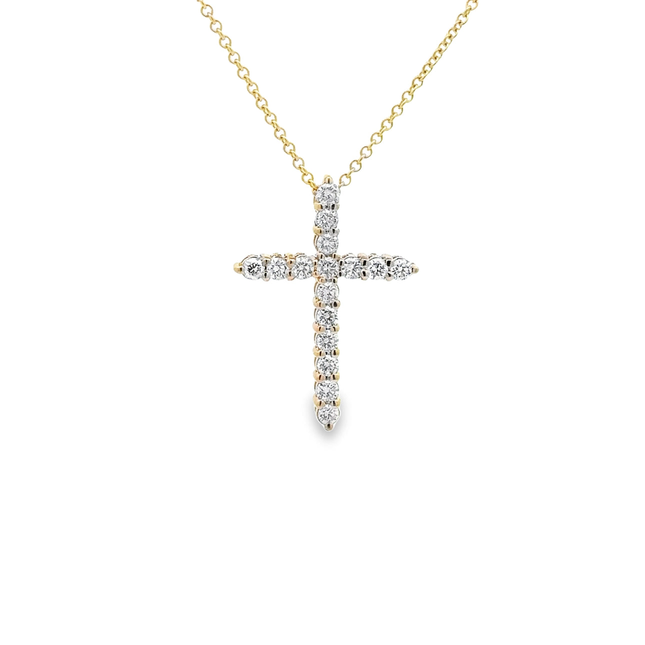 WD1320 Yellow Gold and Diamond Cross Necklace