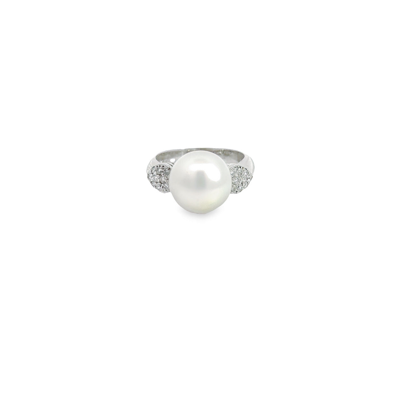 352440-84 14kt Wgold 11.4mm White South Pearl, .20ct diamond RING