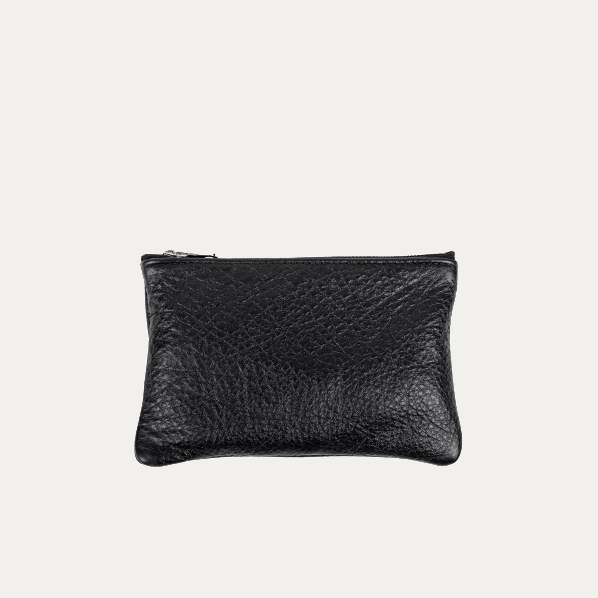 Pauly Pouch Organizer | Black Leather + Silver Hardware