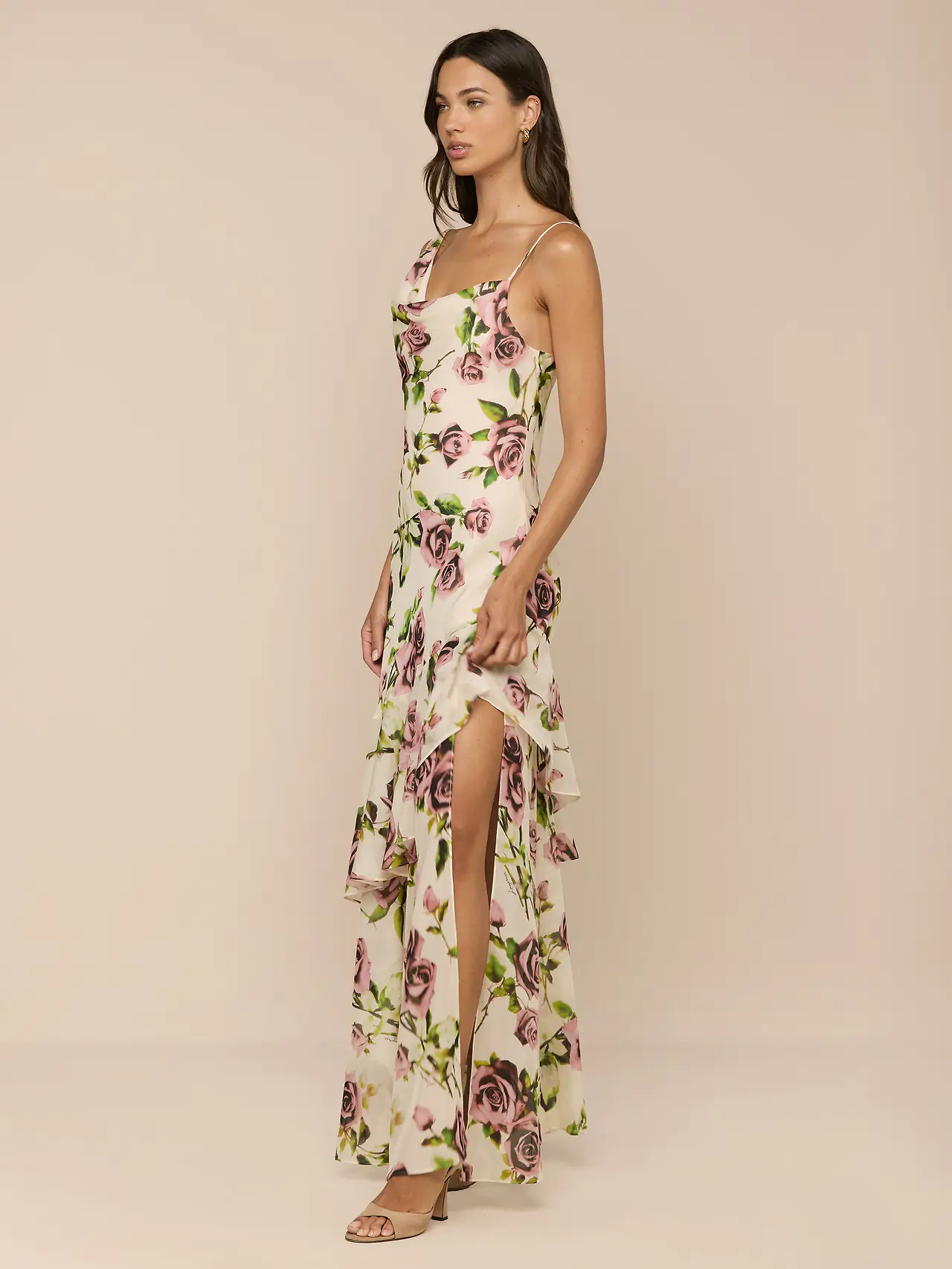 61381RUG L'AGENCE Viola Silk Cowl-Neck Gown