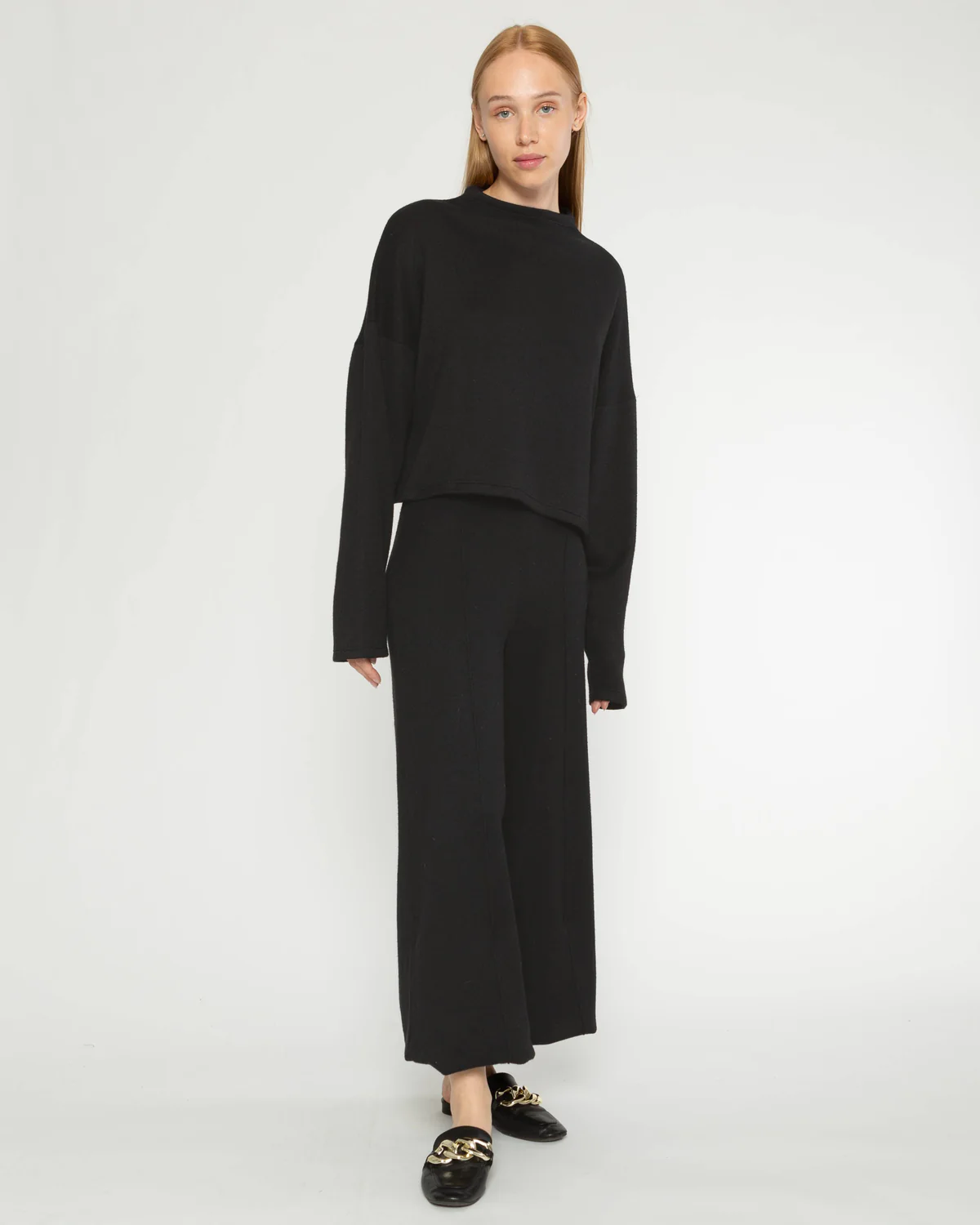 1388b Ripley Rader Sweater Knit Wide Leg Pant: Cropped