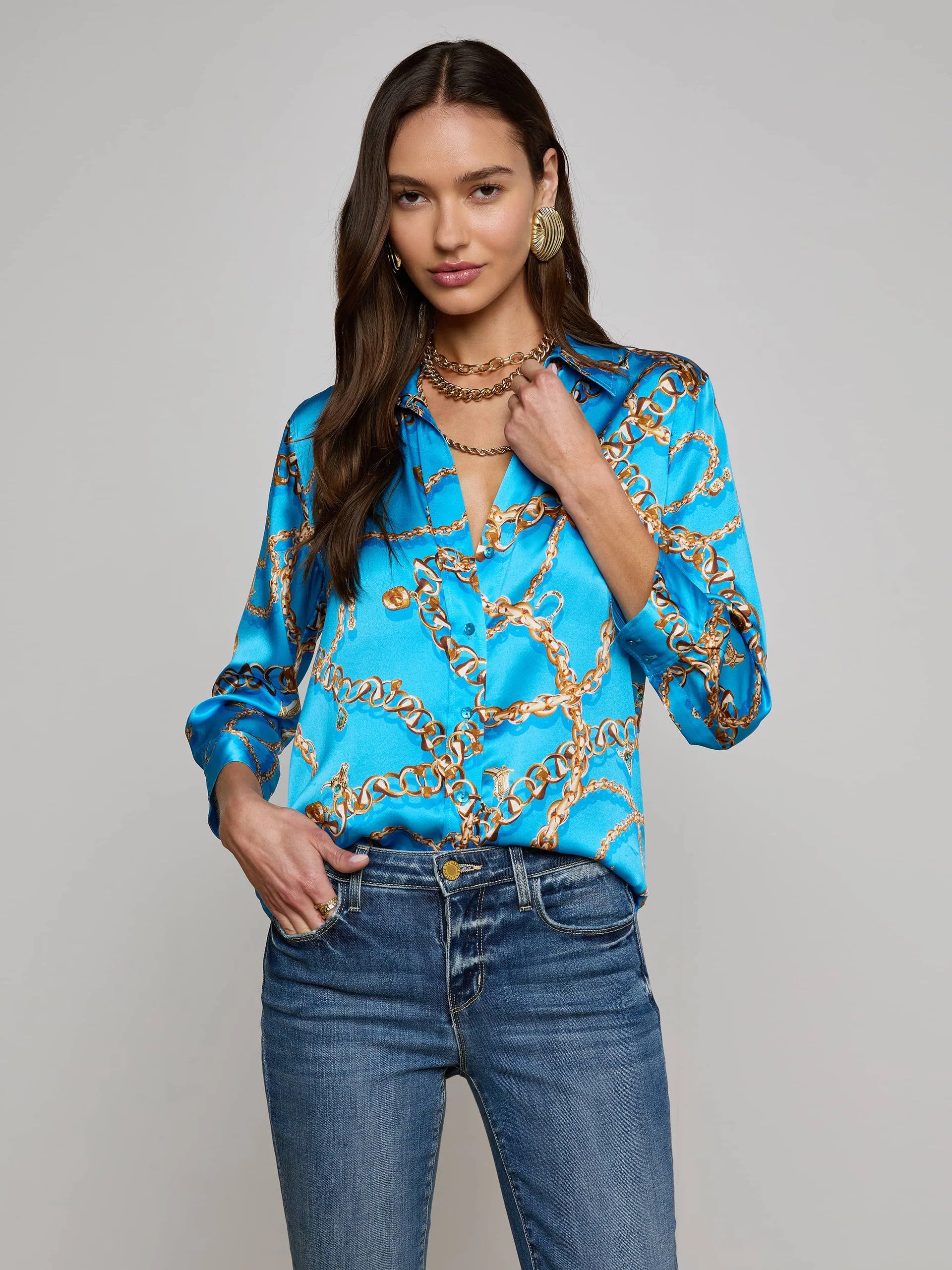 40126SWQswch L'AGENCE Dani Silk Blouse