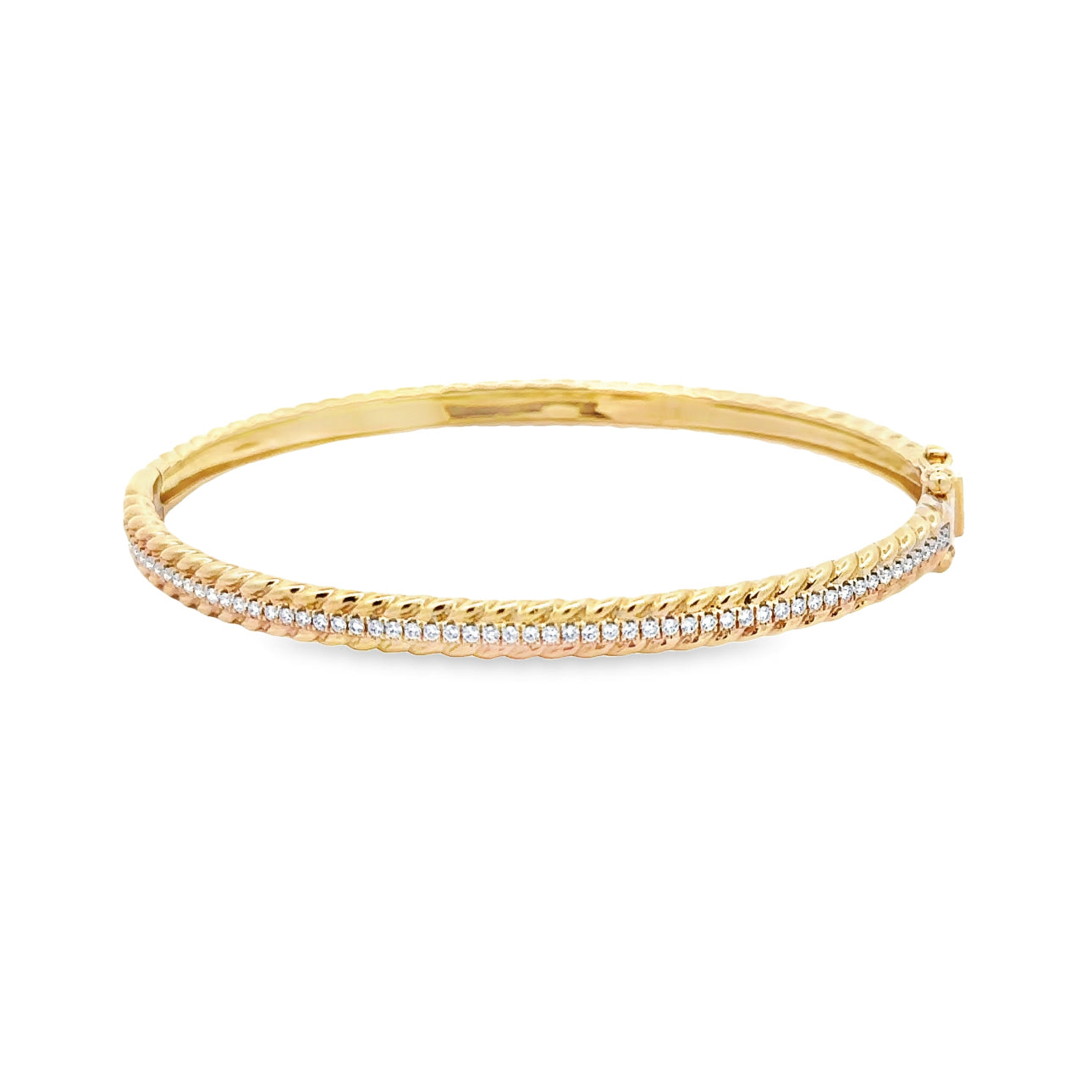 WD1276 14kt Gold Pave Diamond Open Cuff Bracelet