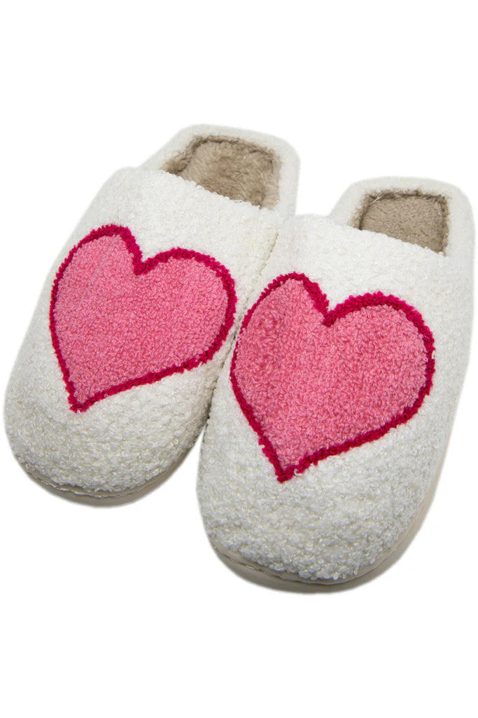 MMD041bg Heart Fleece Home Slipper