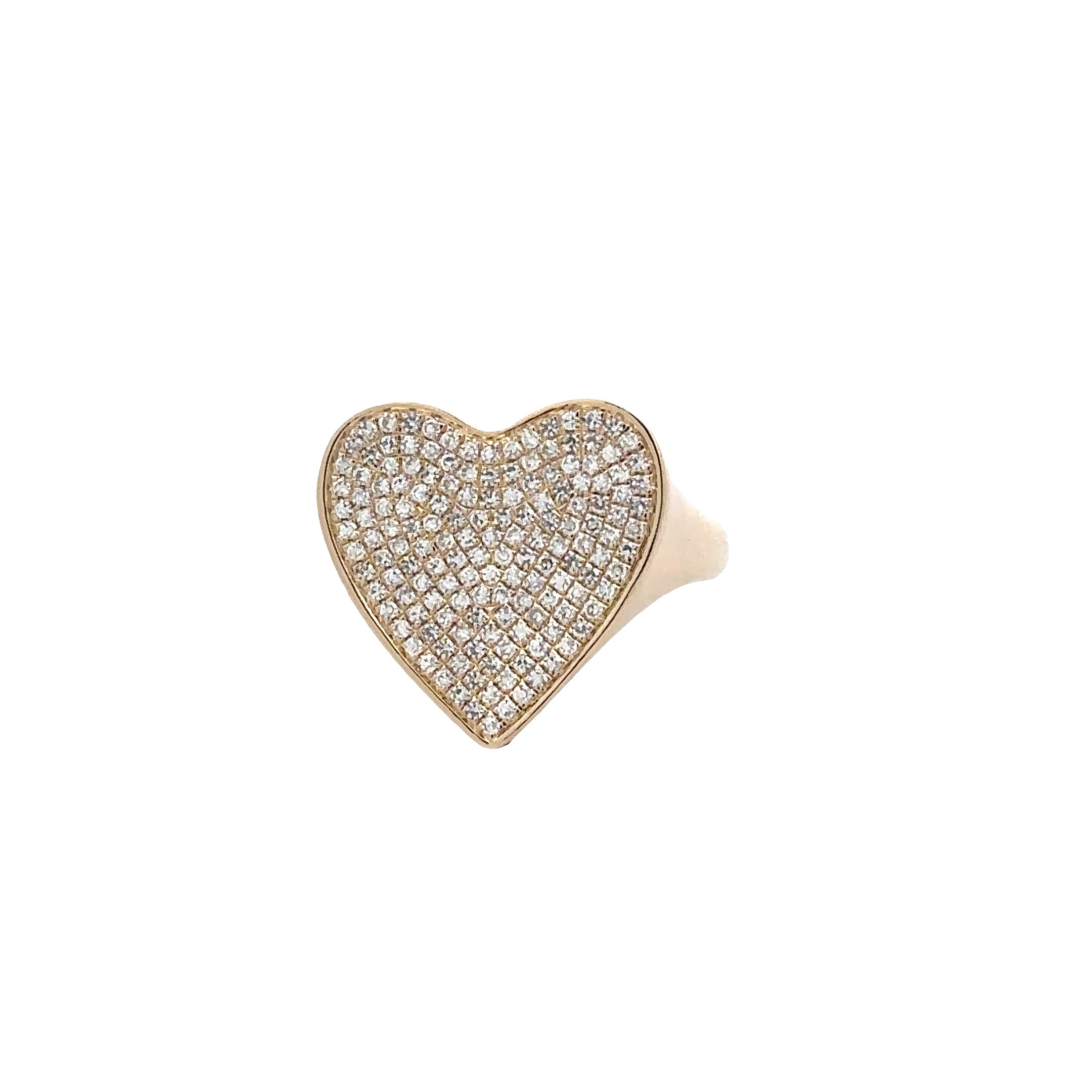 WD1917 14kt Yellow Gold Pave Heart Signet Ring