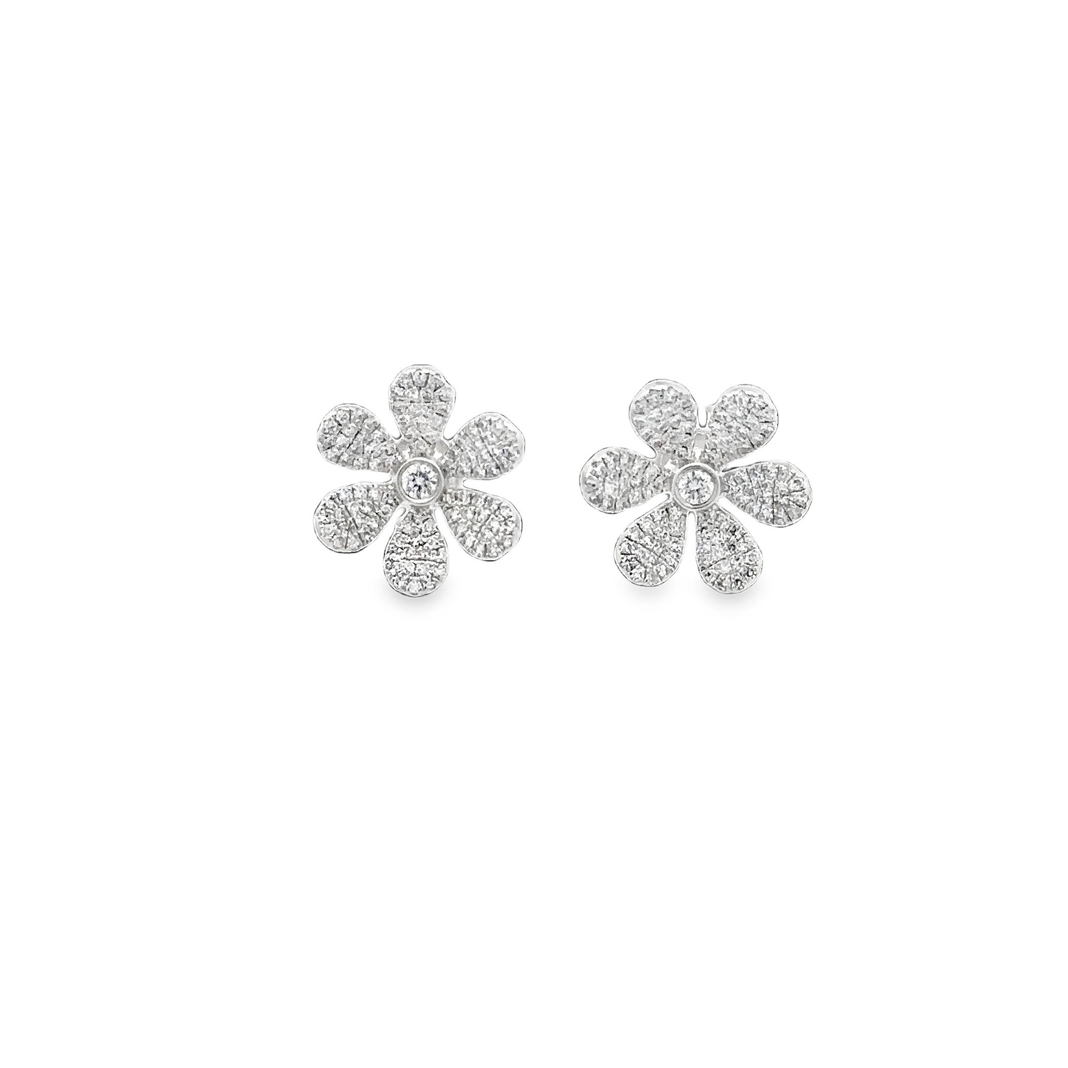 WD1693 14KT Gold  Petal Diamond Flower Studs