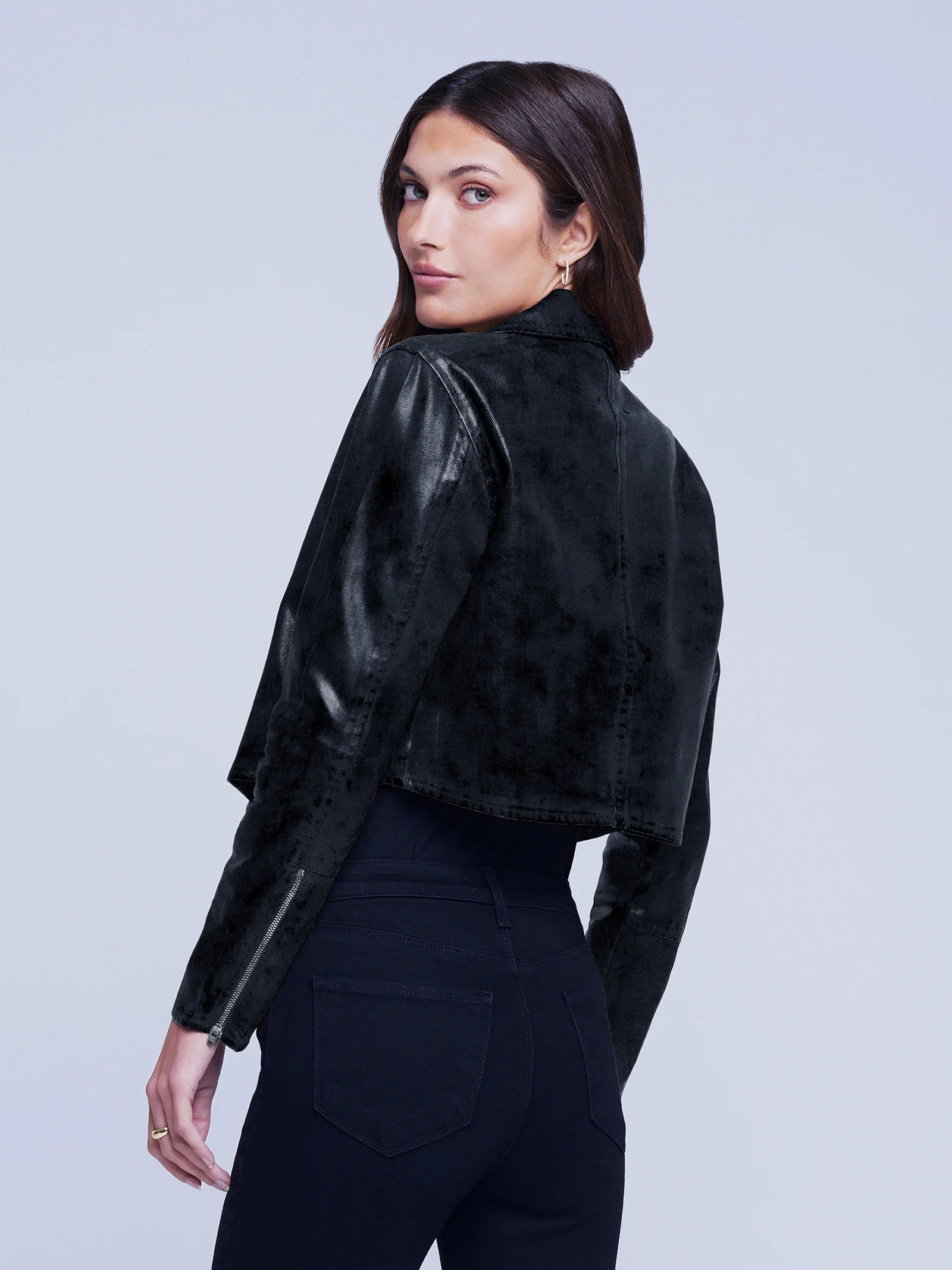 1694KDWCnoco L'Agence Laverne Crop Biker Jacket