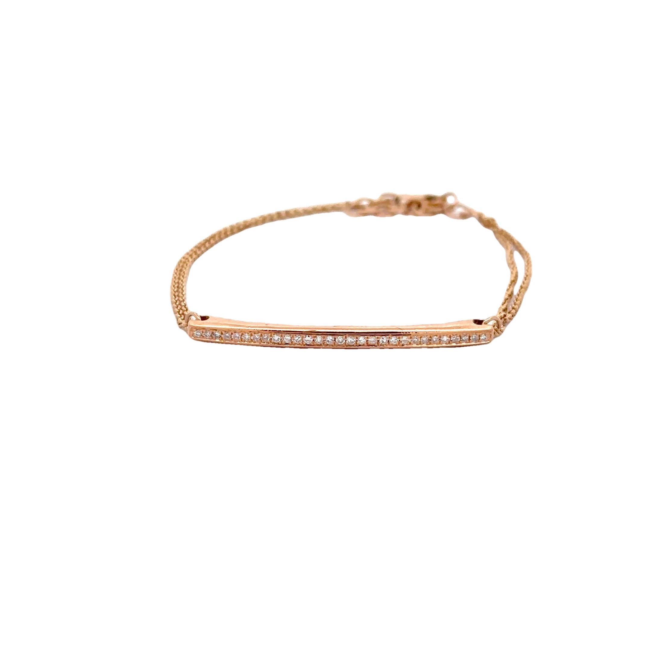 WD1760 14kt Gold Pave Diamond Bar Bracelet