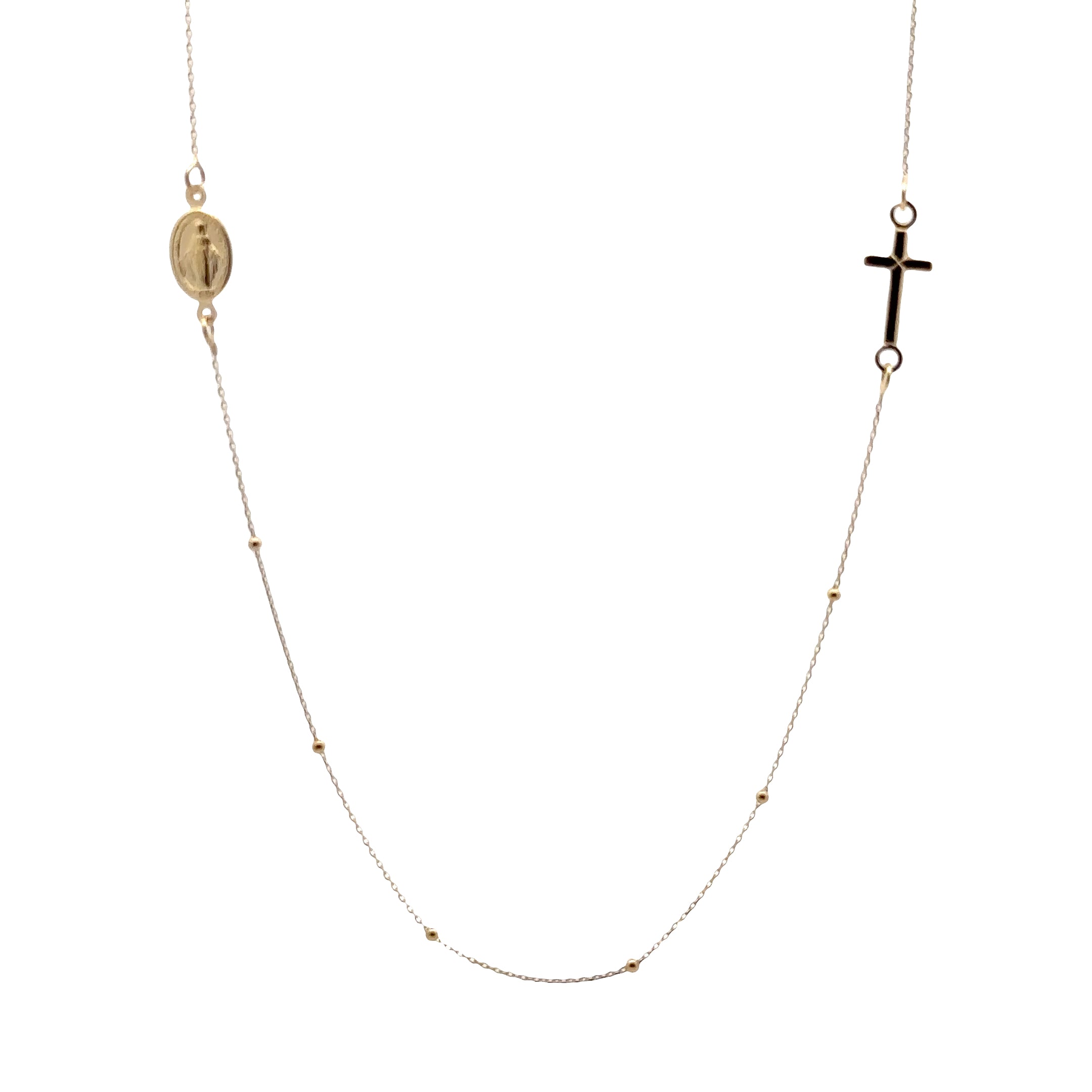 WD1804 14kt Gold Blessed Mary and Cross Necklace