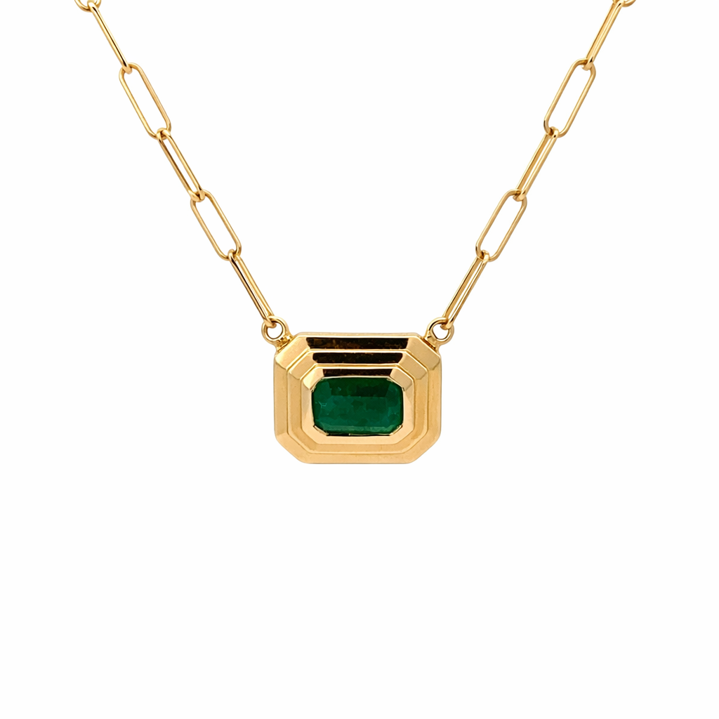 318695 14kt Yellow Gold Charm Necklace with Emerald Pendant