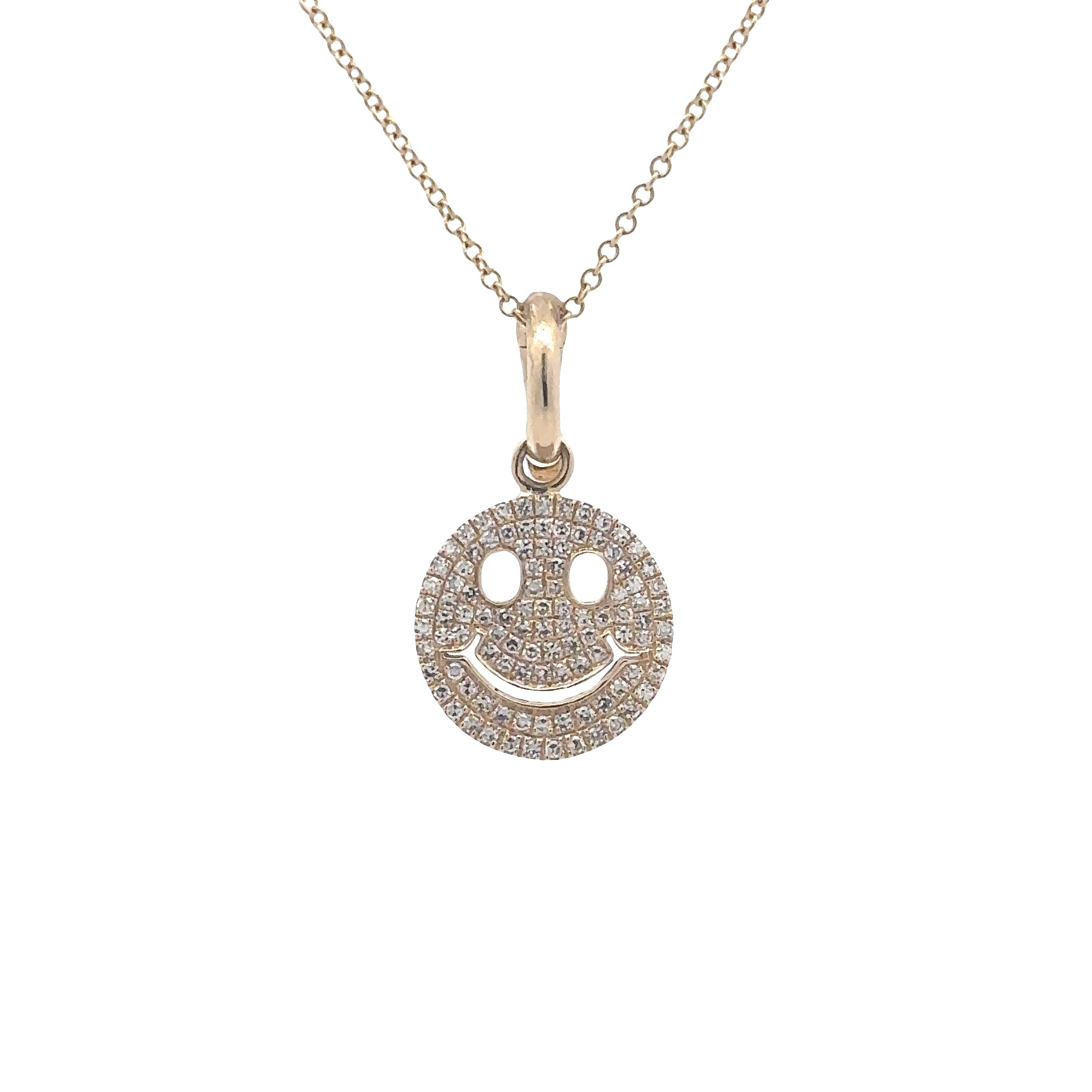 WD1828 14kt Gold Large Diamond Pave Smiley Pendant