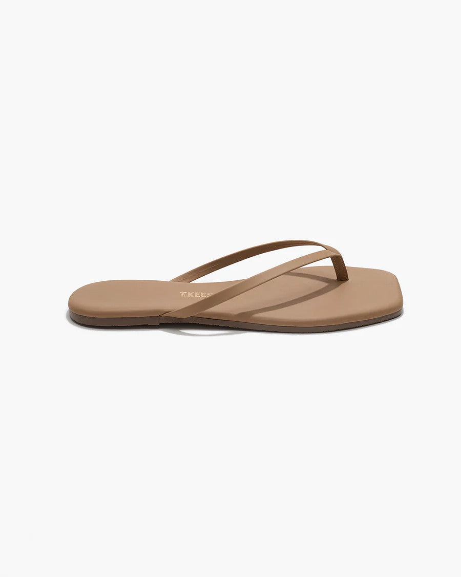 SQLIL-02ccb TKEES Square Toe Lily Leather Flip Flops