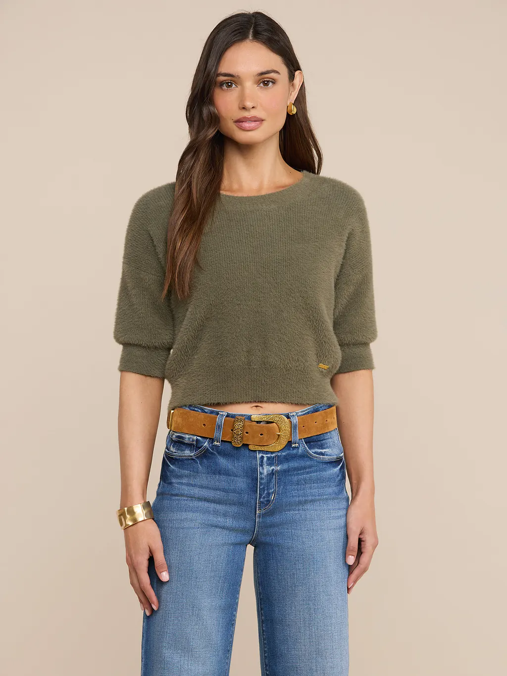80115fuz3 L'AGENCE The Short sleeve Crew Sweater