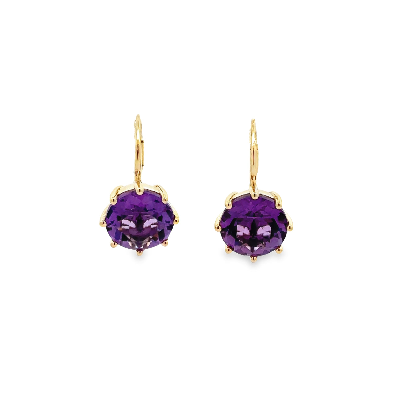 WD1338 14kt Gold Round Cut Purple Amethyst Earring