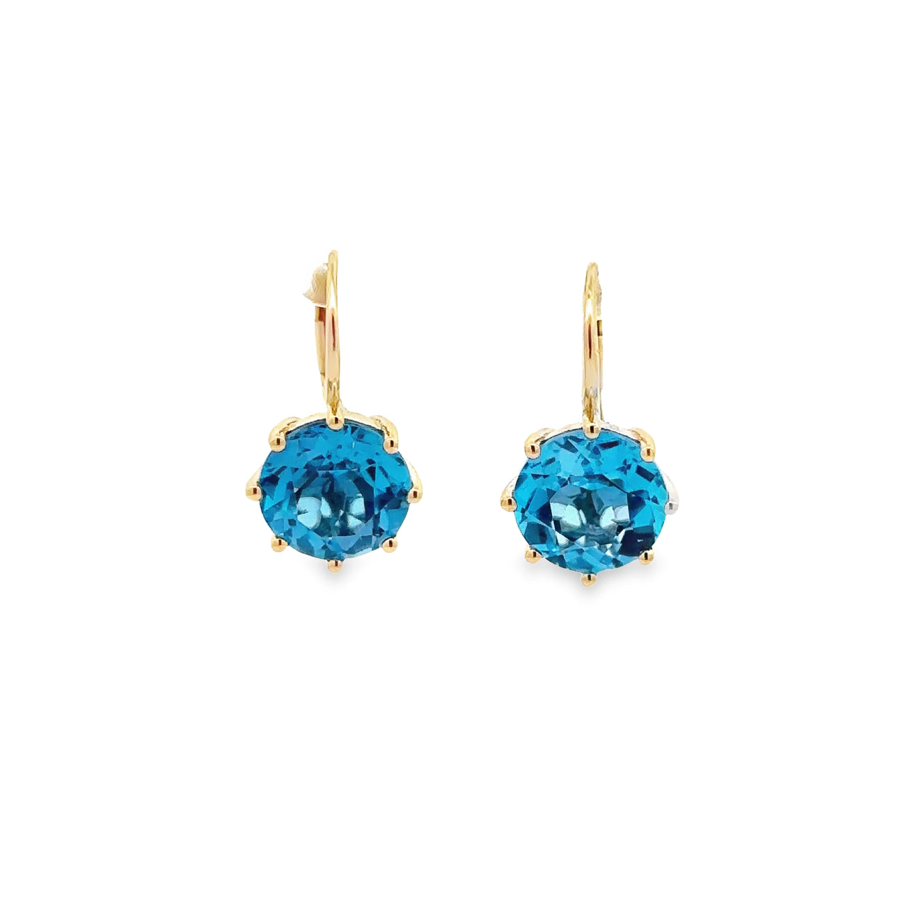 WD1341 14KT GOLD ROUND CUT Blue TOPAZ EARRING