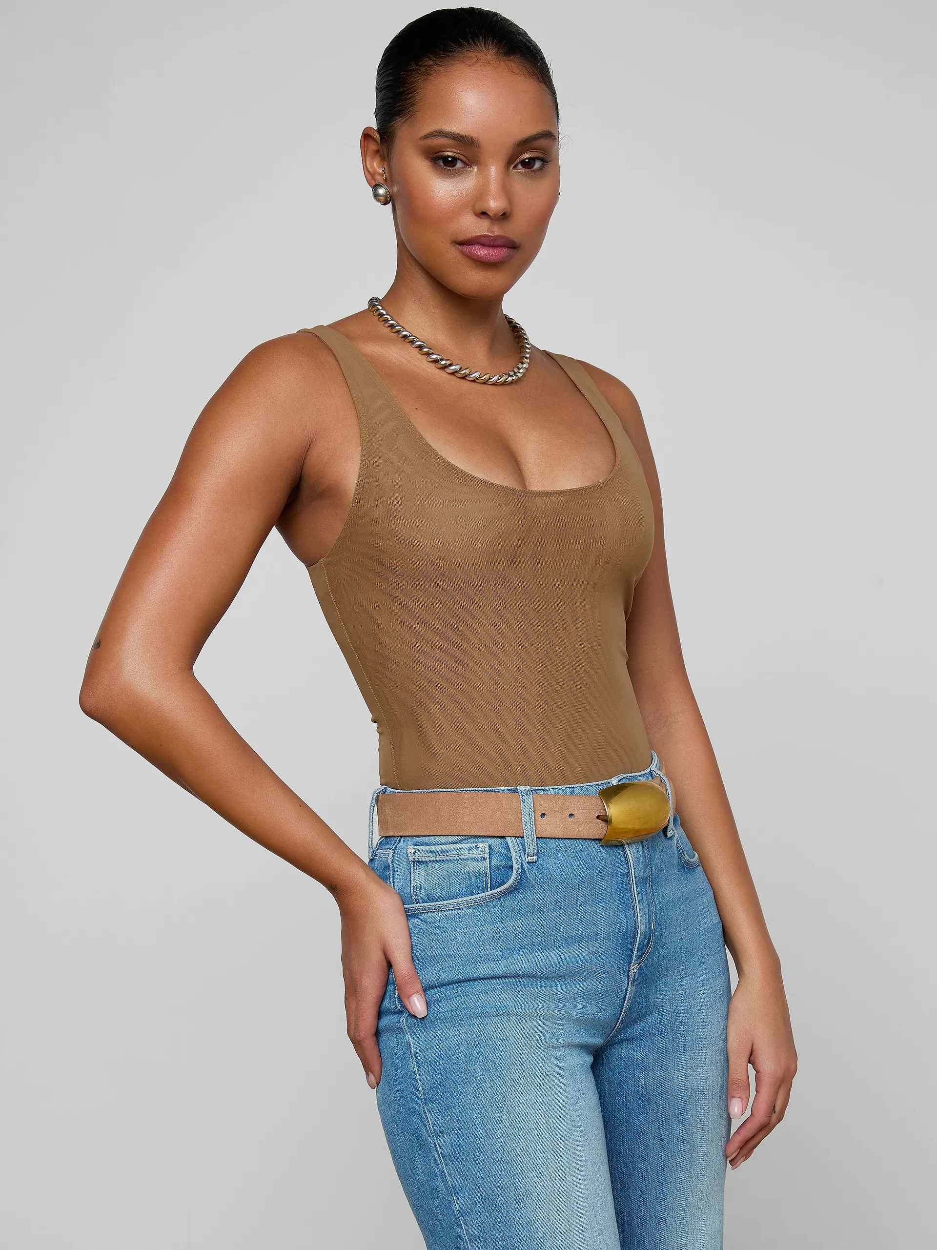 5842PRMdkmk L'AGENCE Kalea Mesh Bodysuit