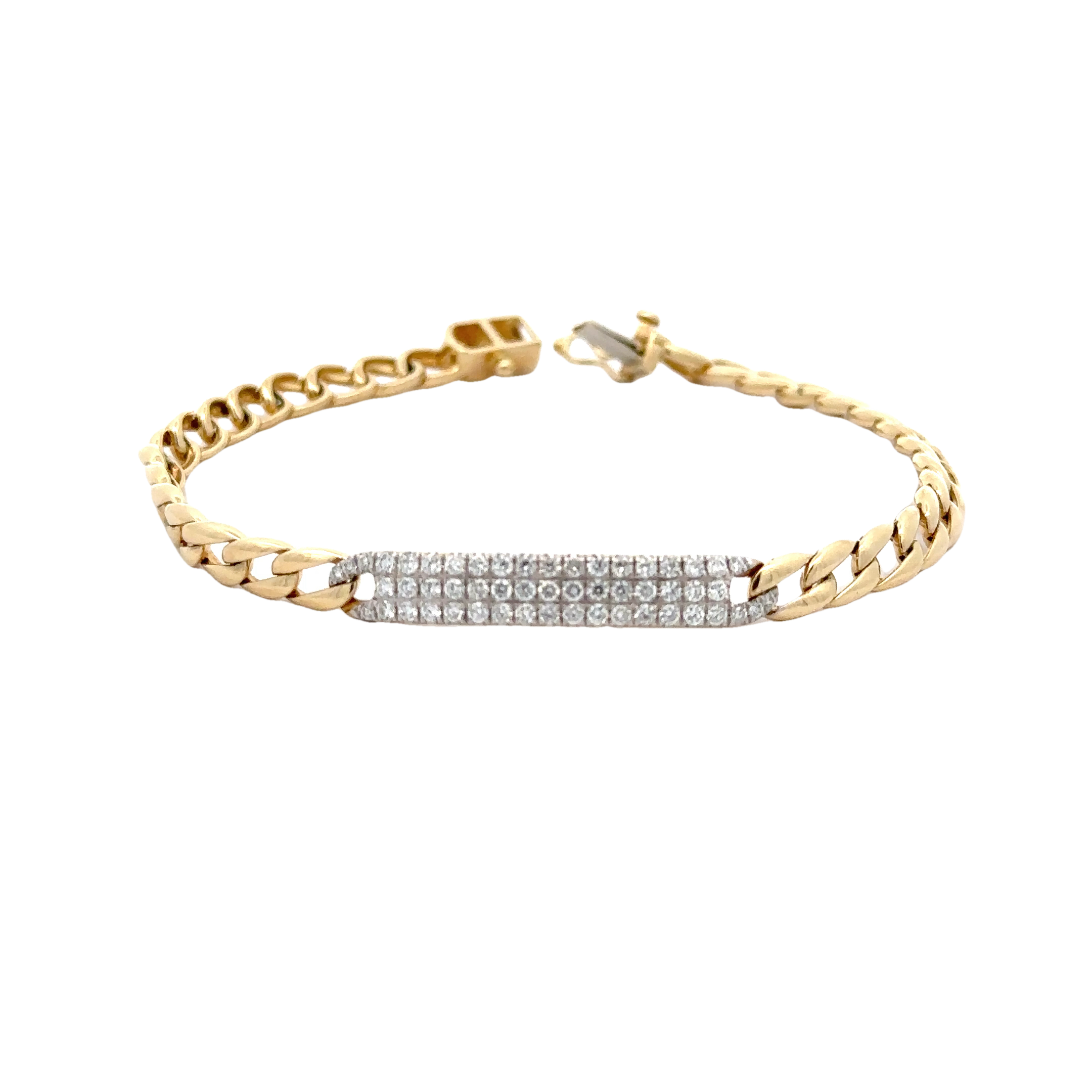 WD1708 14kt Gold Pave Diamond ID Bracelet