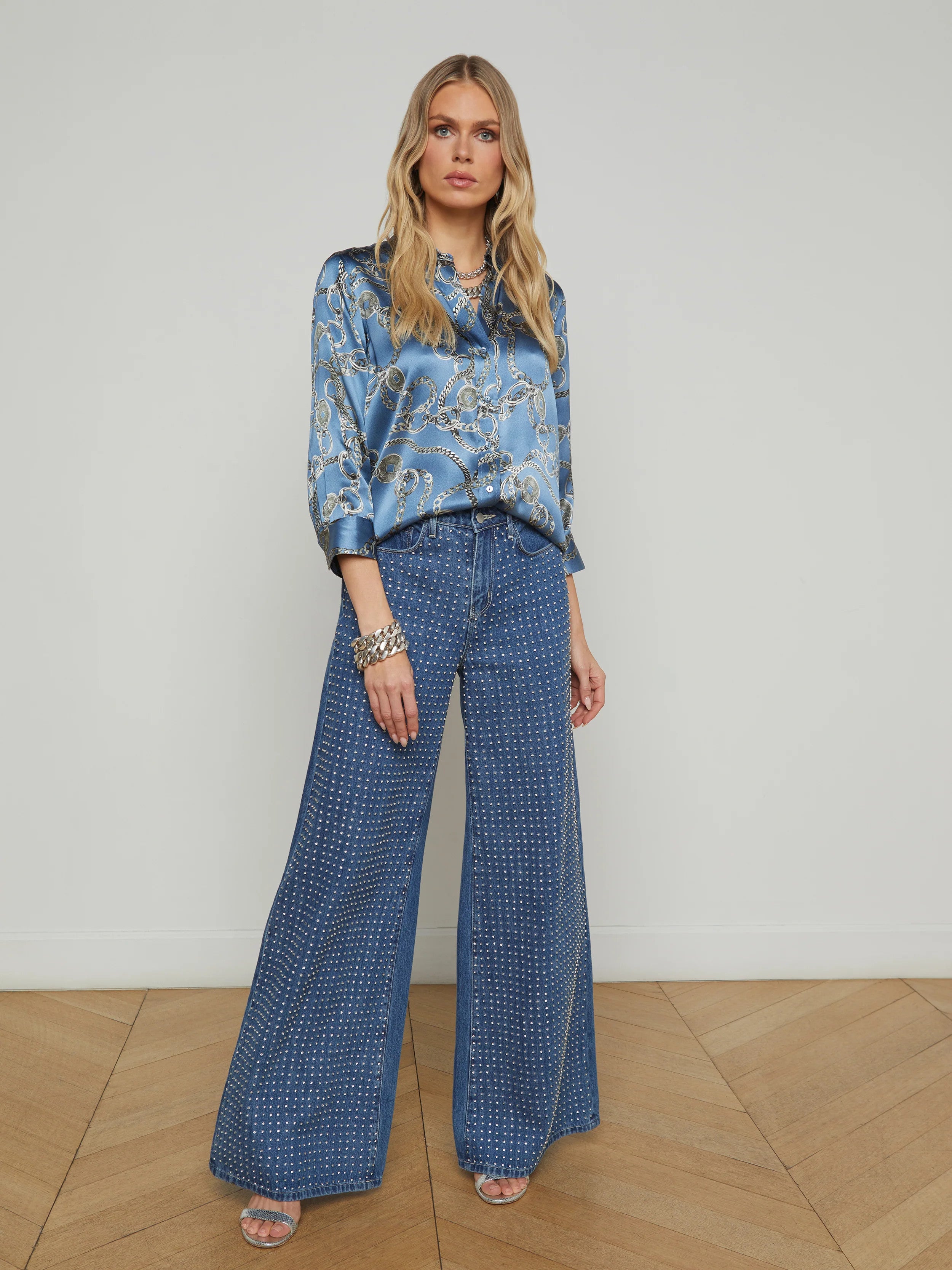 40126ABWbhsg L'AGENCE Dani 3/4 Sleeve Blouse