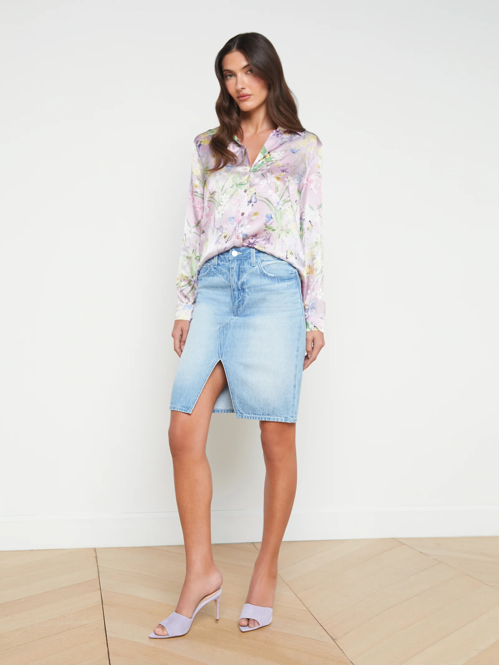 40223BAU L'AGENCE Tyler Silk Blouse